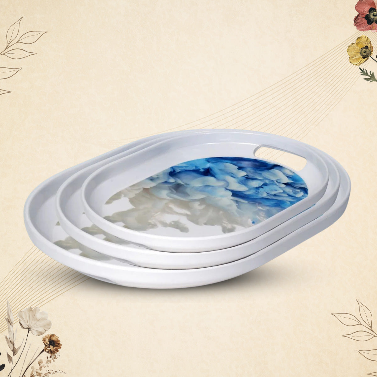 Stehlen 100% Pure melamine Slant Tray, Dishwasher safe, Heat resistant upto 140 degrees, Break resistant, FDA Approved, Elegant, Durable, and Versatile for Every Occasion - Float Set of 3