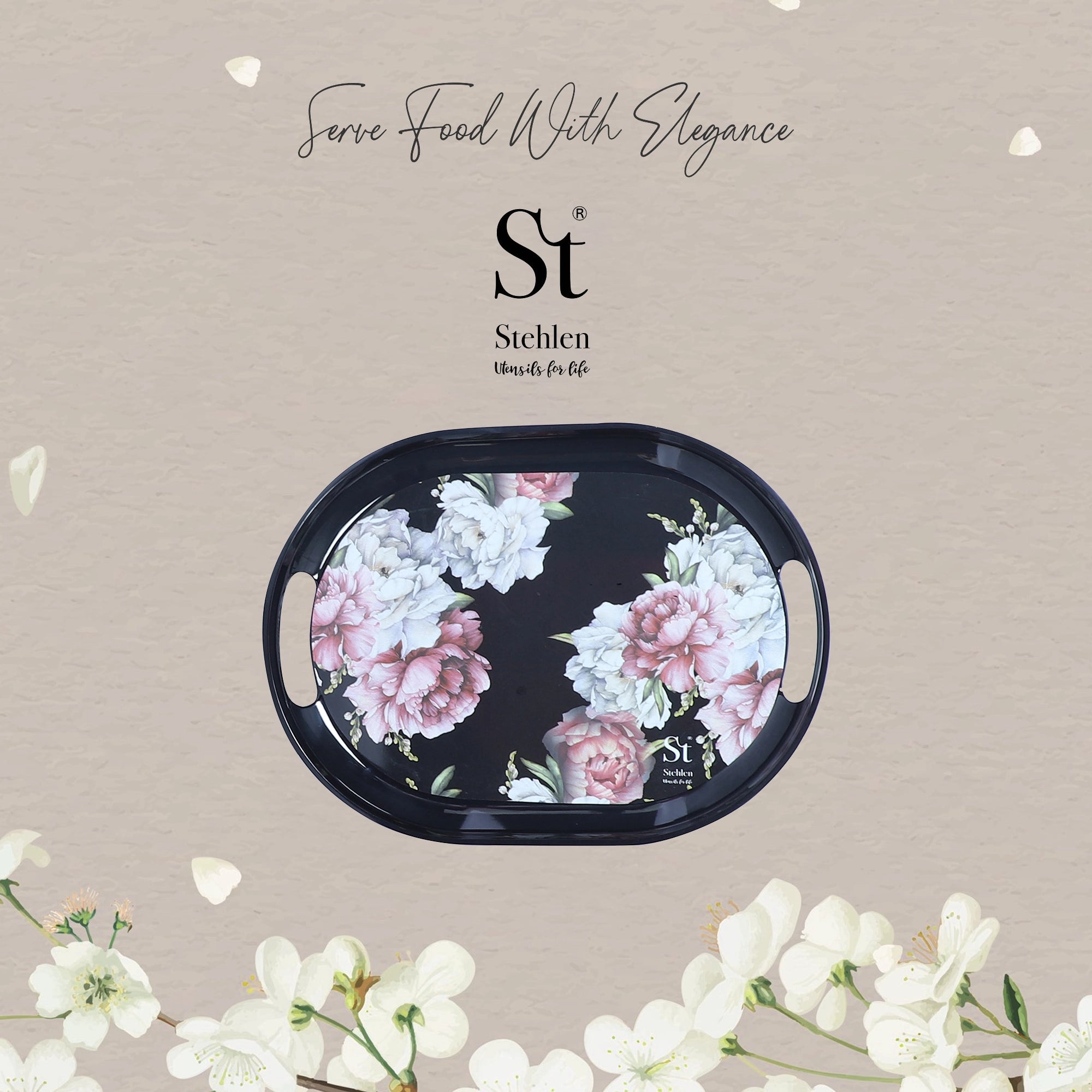 Stehlen 100% Pure melamine Slant Tray- QUEEN ROSE