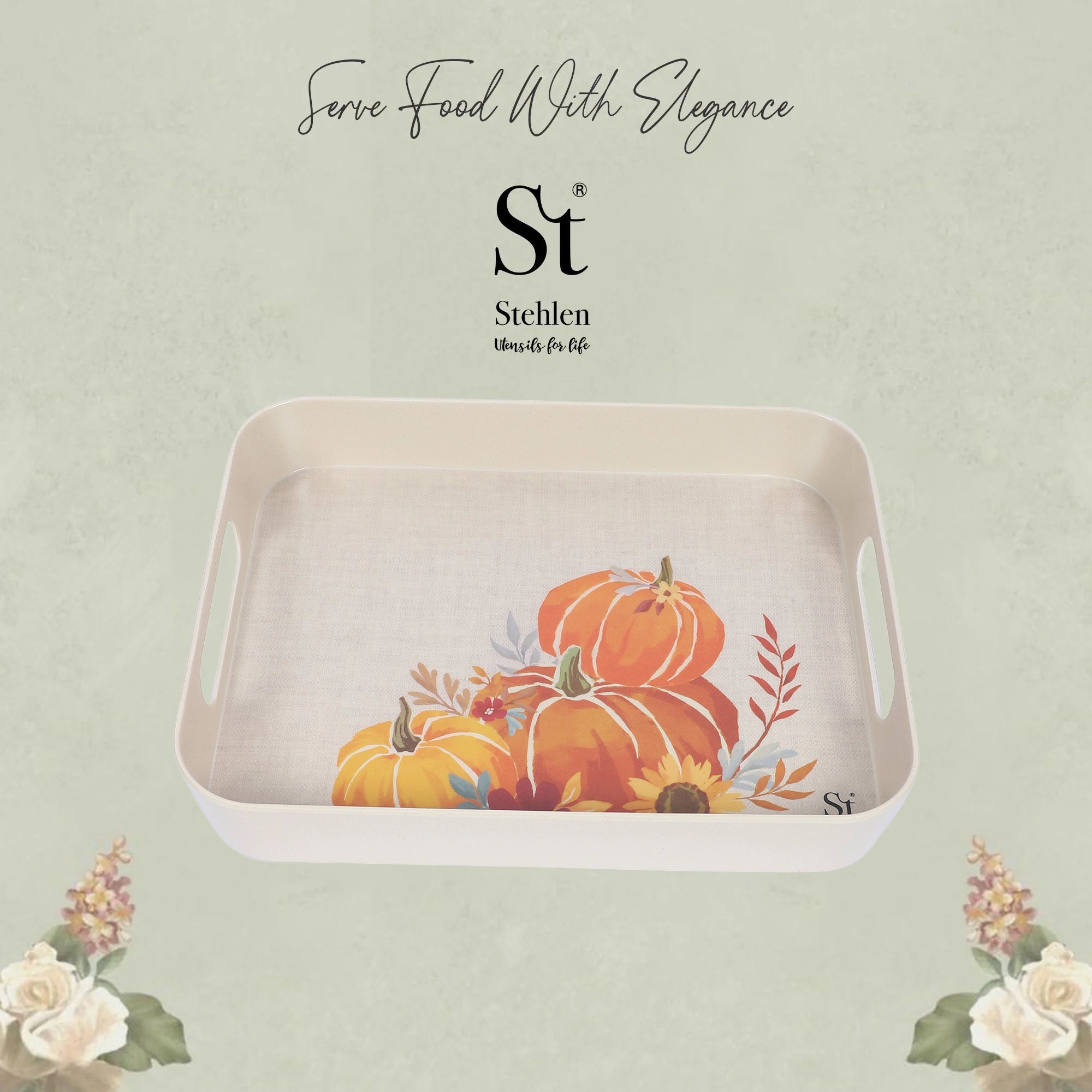 Stehlen 100% Pure melamine Block Tray - PUMPKIN