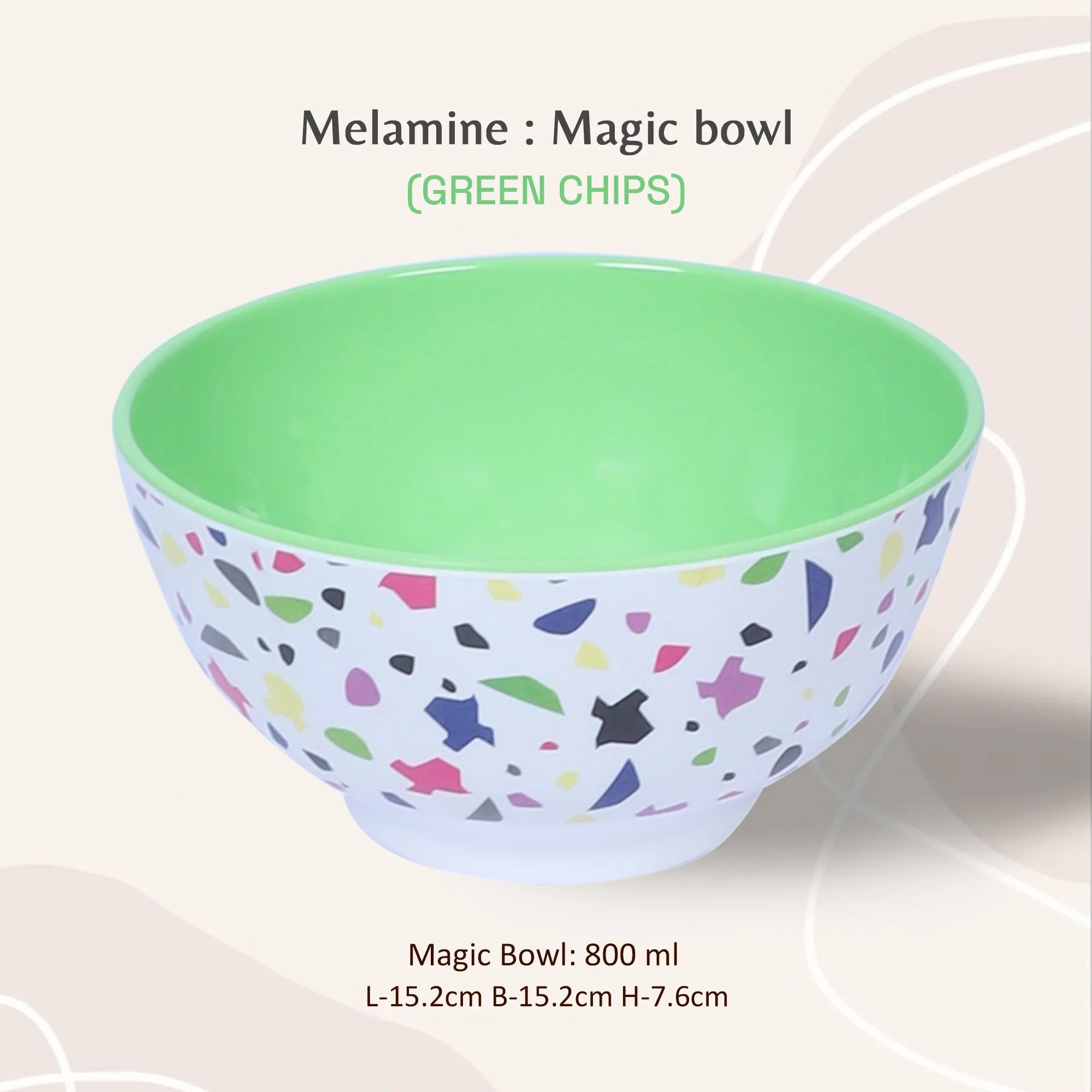 Stehlen Magic Bowl, Pure Melamine,800ml- GREEN CHIPS