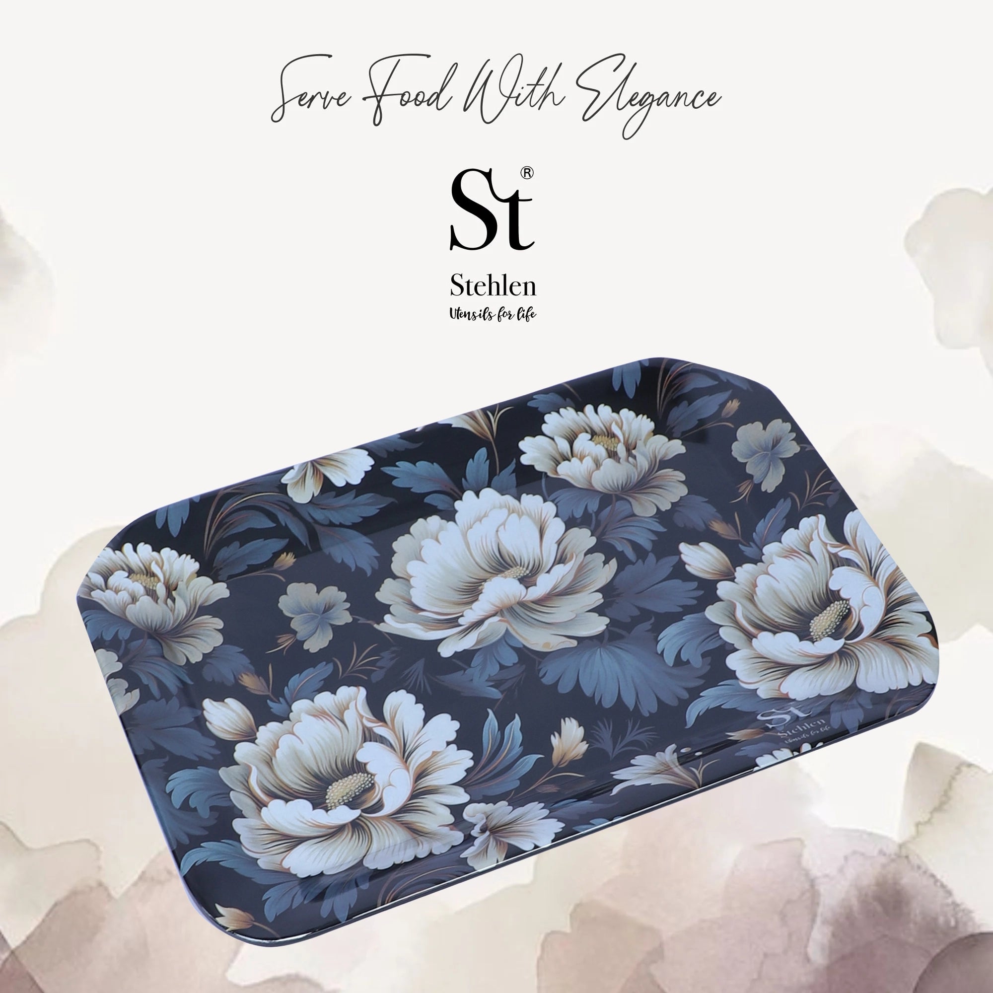 Stehlen Ombre Eco Tray, Pure melamine, WHITE BLOSSOM