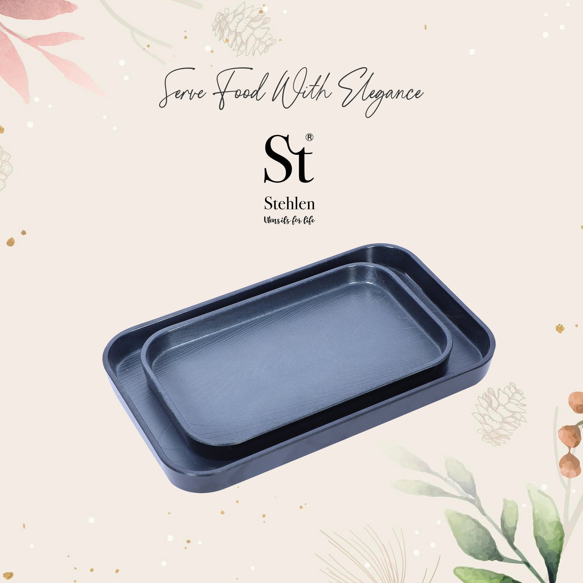 Stehlen Small Xen Tray, Pure Melamine, METALLIC GRAY