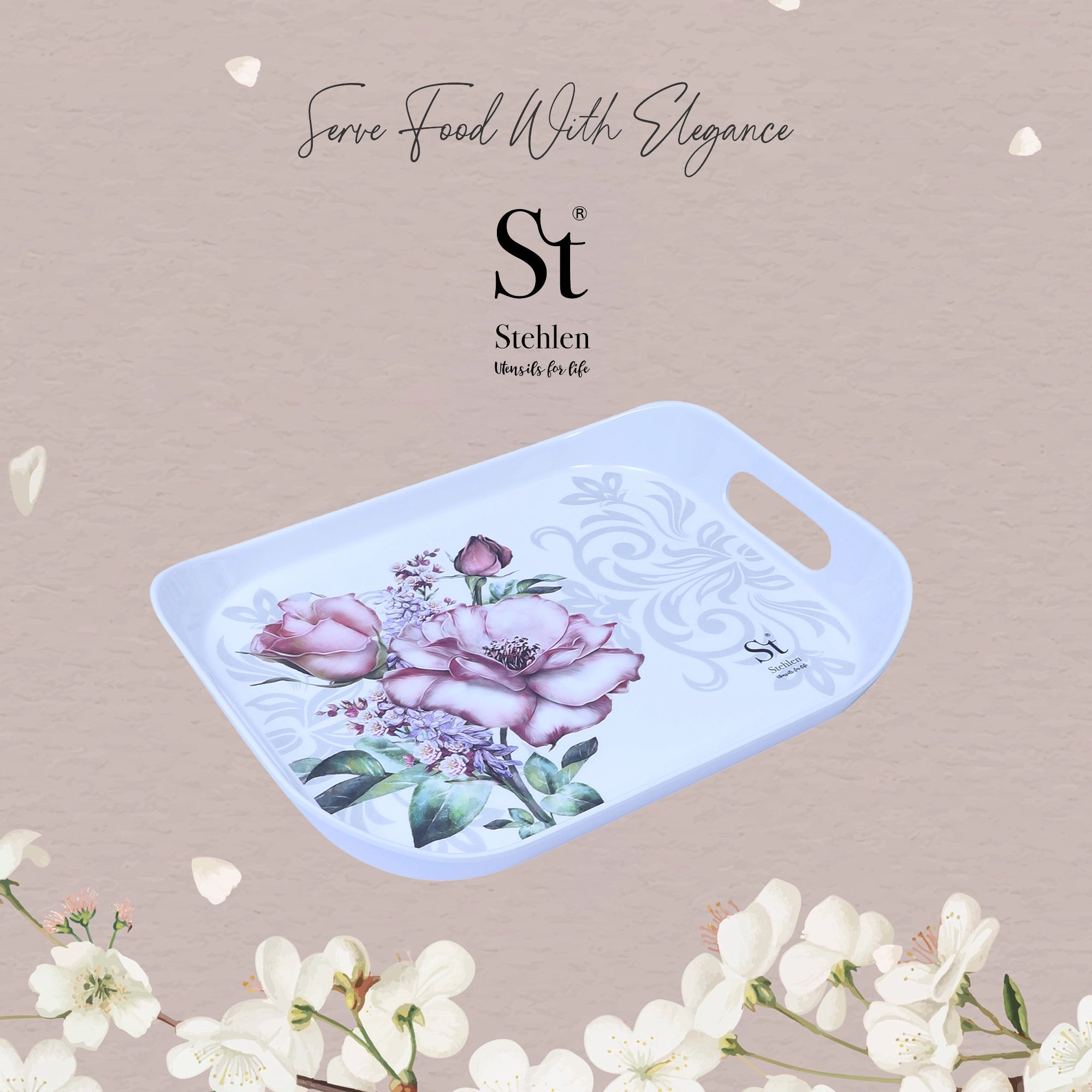Stehlen Era tray, Pure melamine, AURA