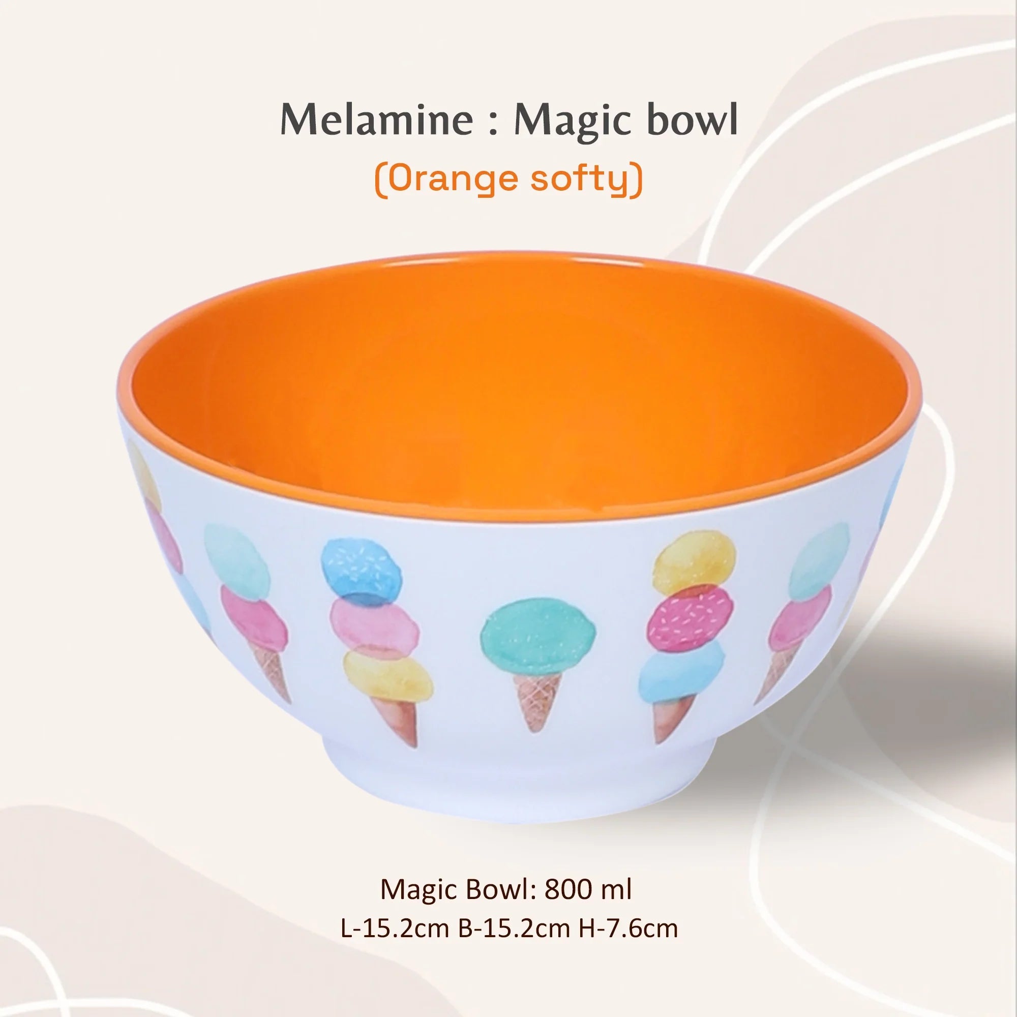 Stehlen Magic Bowl, Pure Melamine,800ml- ORANGE SOFTY