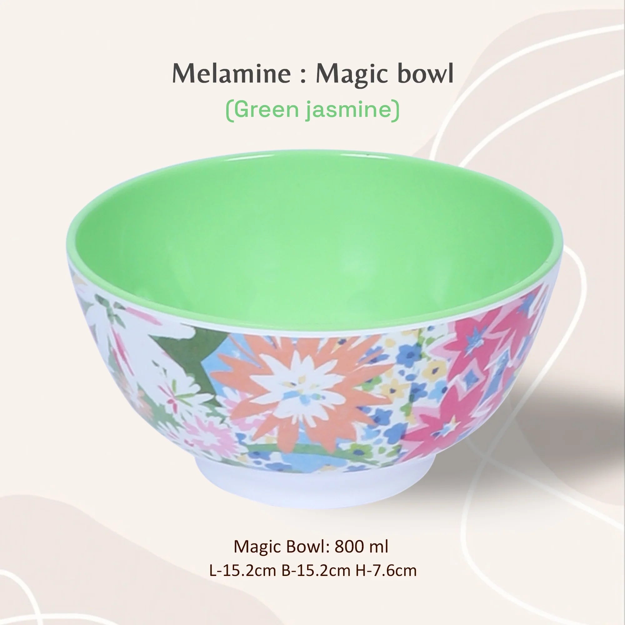Stehlen Magic Bowl, Pure Melamine,800ml- GREEN JASMINE