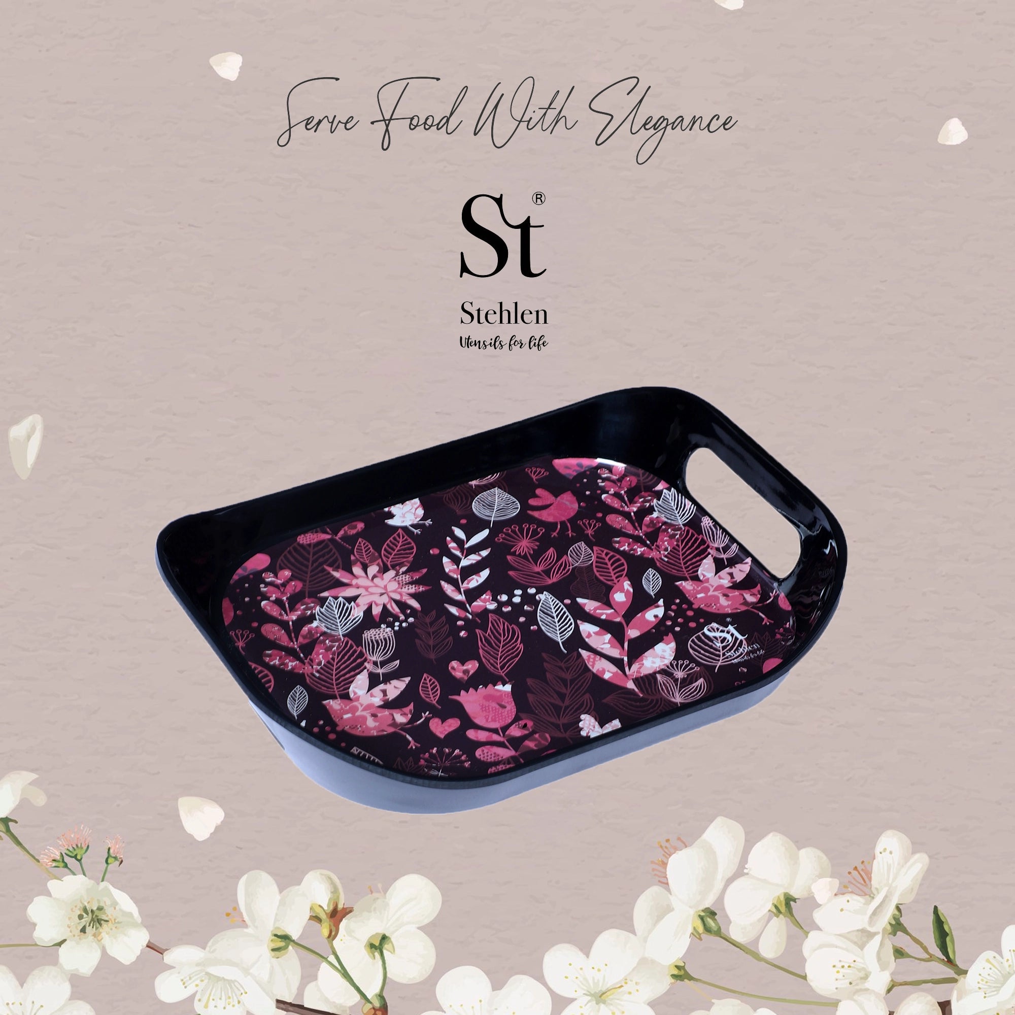 Stehlen Era tray, Pure melamine, PINK LILY