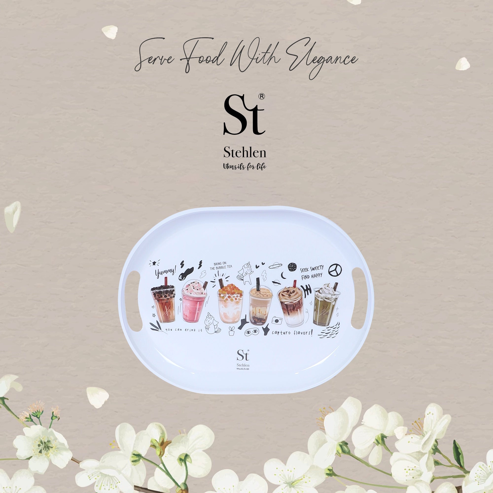 Stehlen 100% Pure melamine Slant Tray- BUBBLE TEA