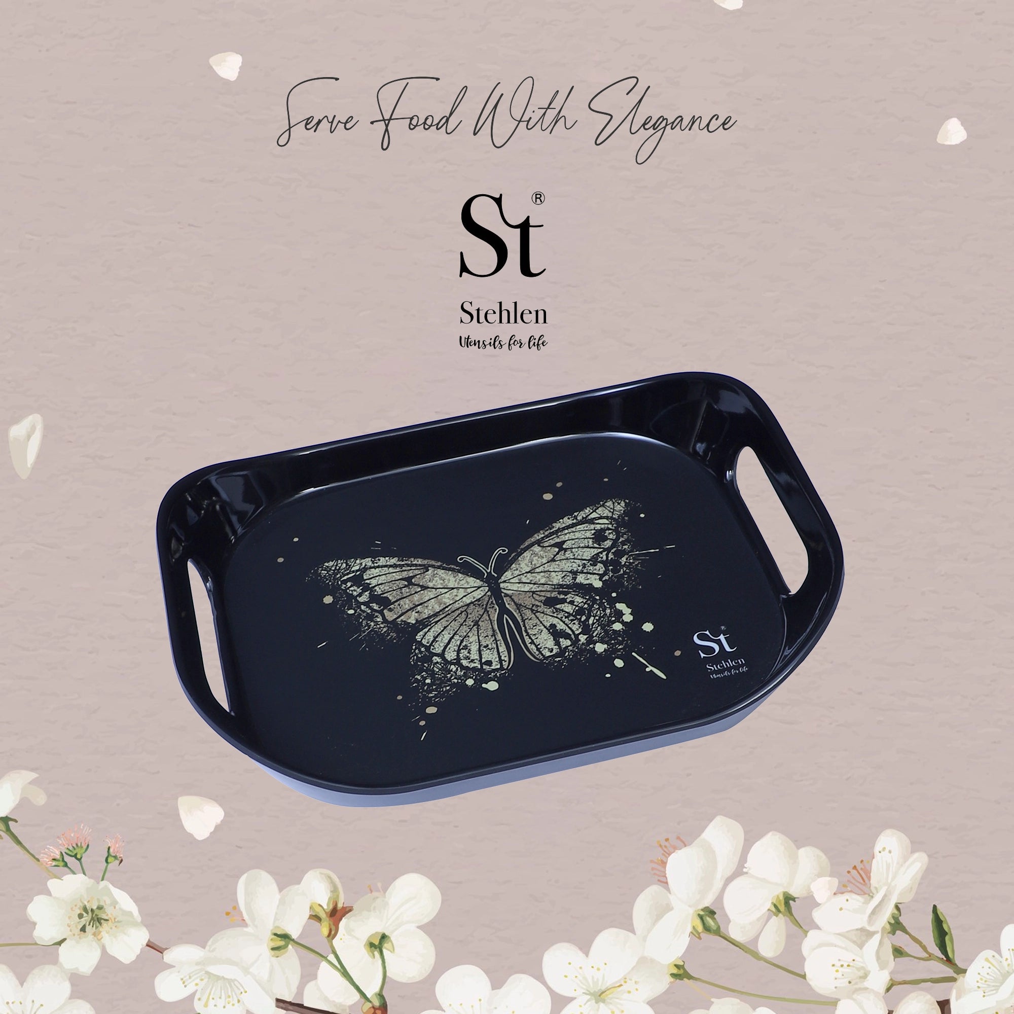 Stehlen Era tray, Pure melamine, GOLDEN WINGS