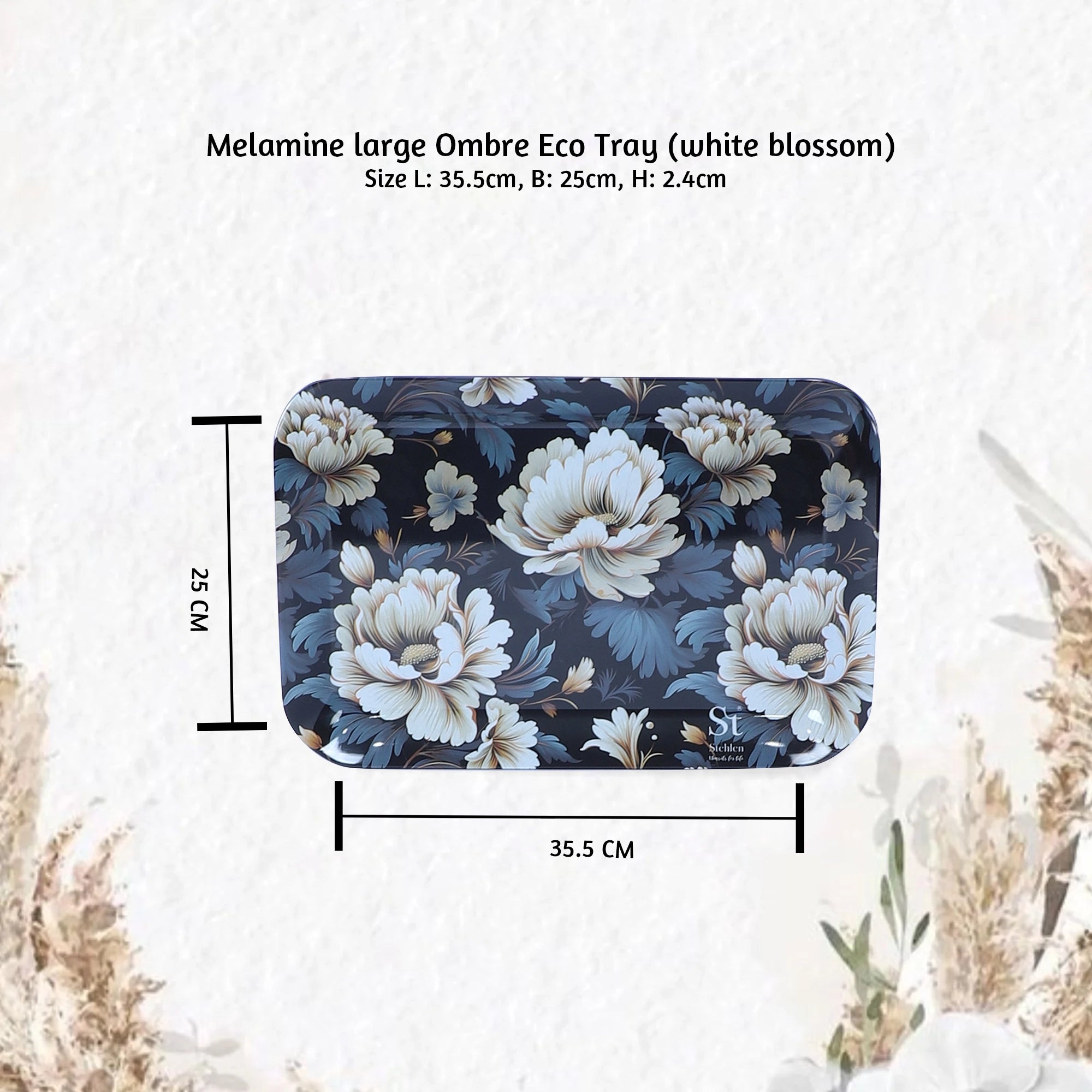 Stehlen Ombre Eco Tray, Pure melamine, WHITE BLOSSOM