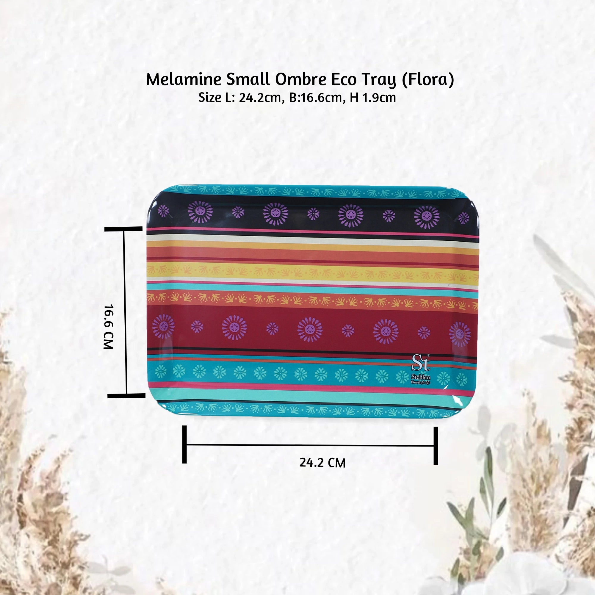 Stehlen Small Ombre Eco Tray, Pure melamine, SET OF 3, FLORA