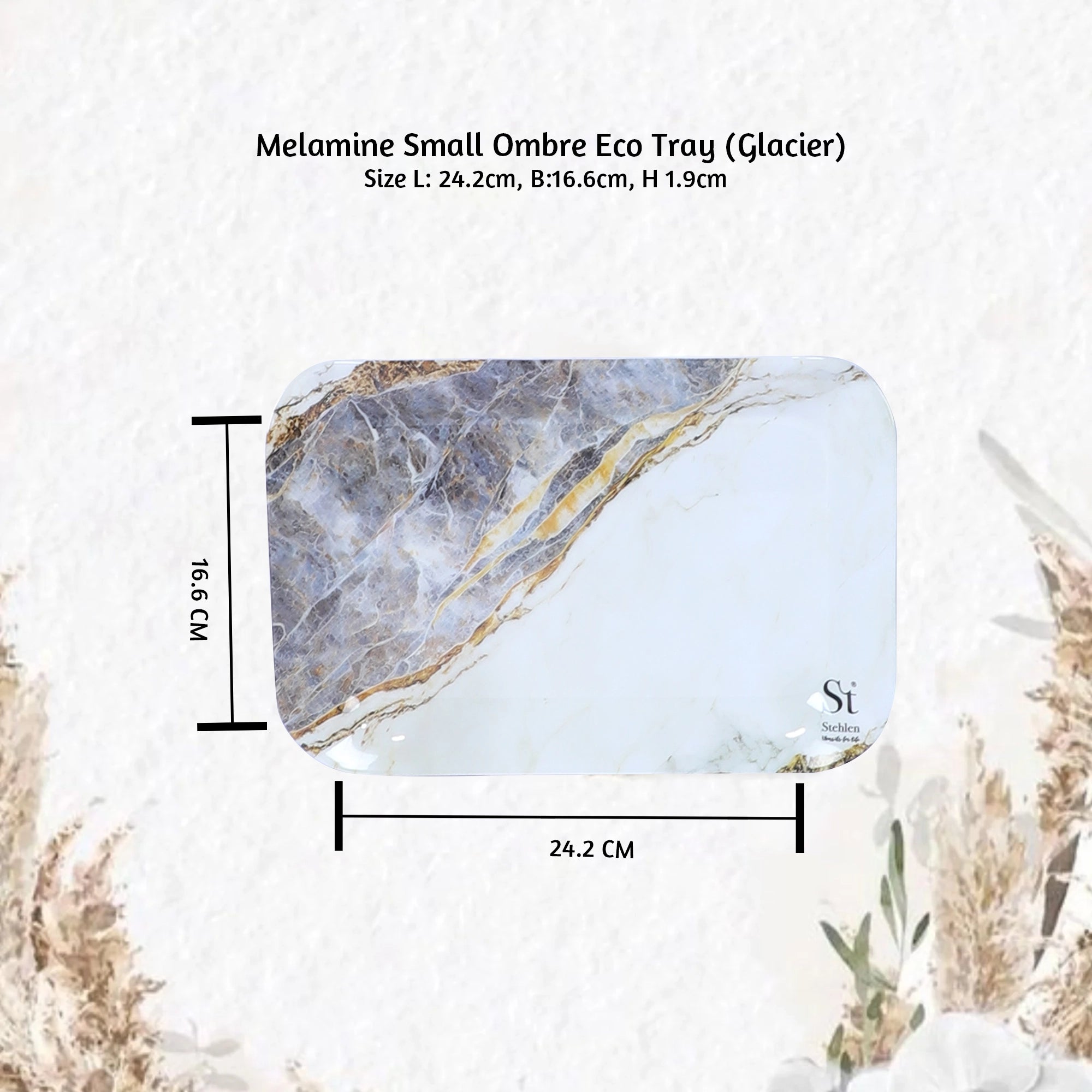 Stehlen Small Ombre Eco Tray, Pure melamine, SET OF 3, GLACIER