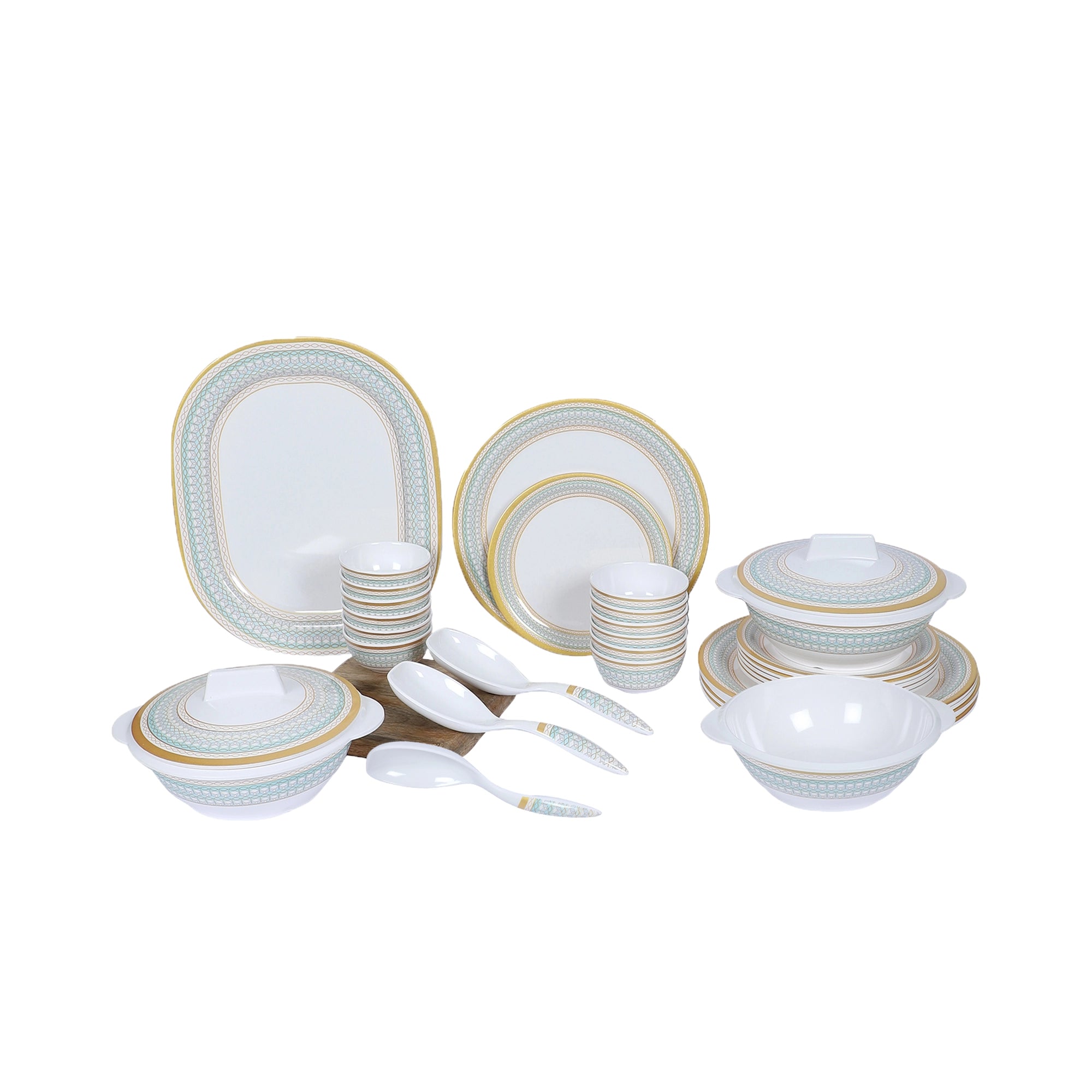 Stehlen Indian Round Dinnerware, Pure melamine, 24 PC Kitchen Set for home- GOLDEN DIVINE