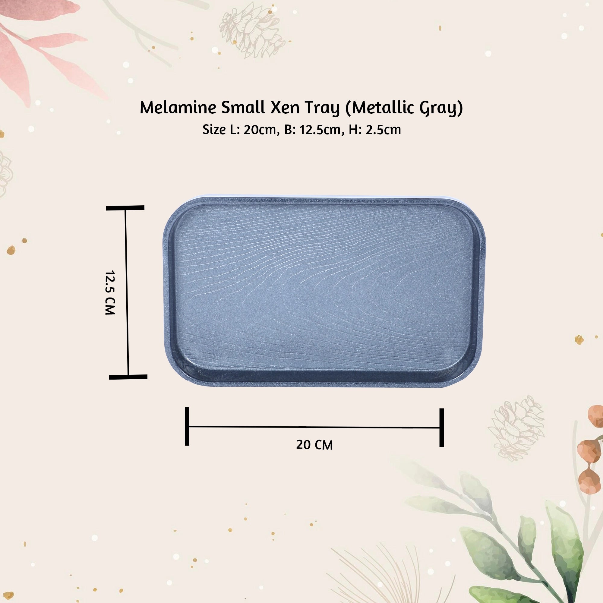 Stehlen Small Xen Tray, Pure Melamine, METALLIC GRAY