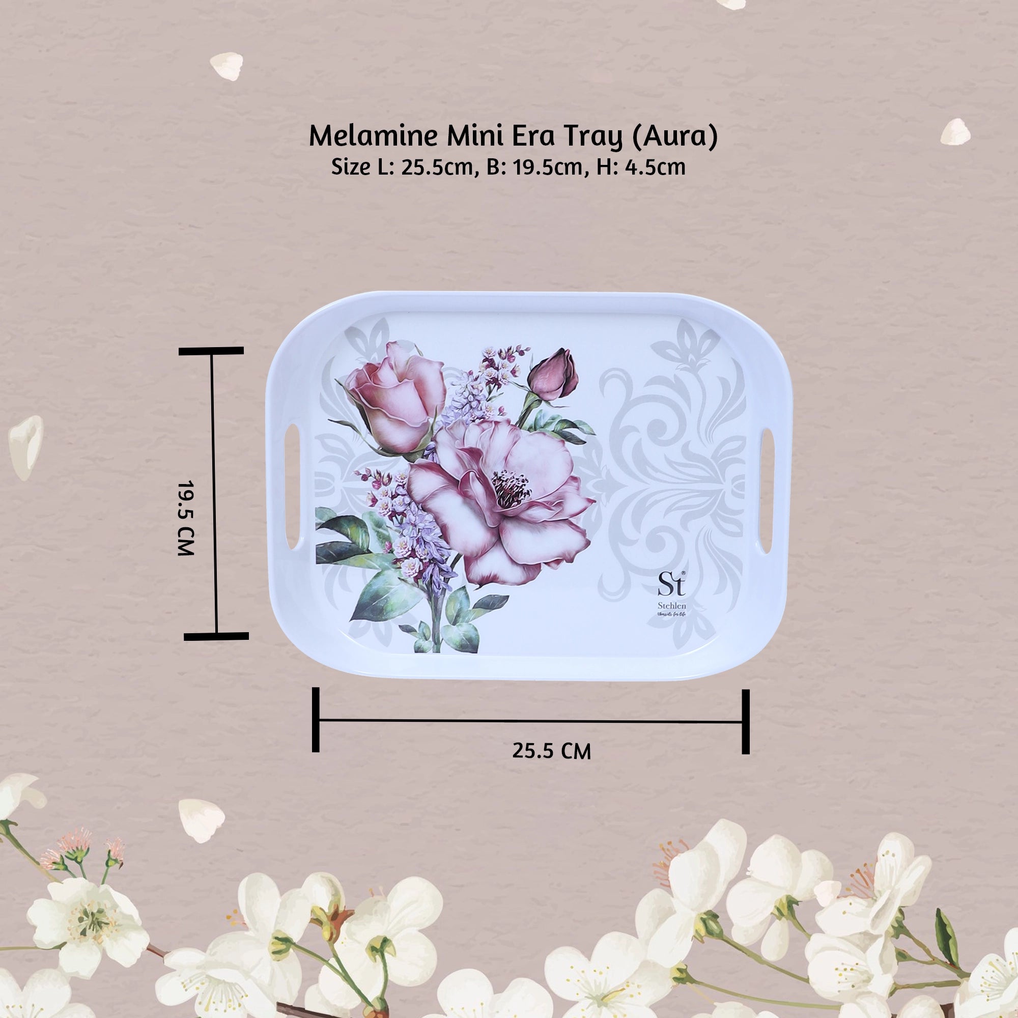Stehlen Era tray, Pure melamine, AURA