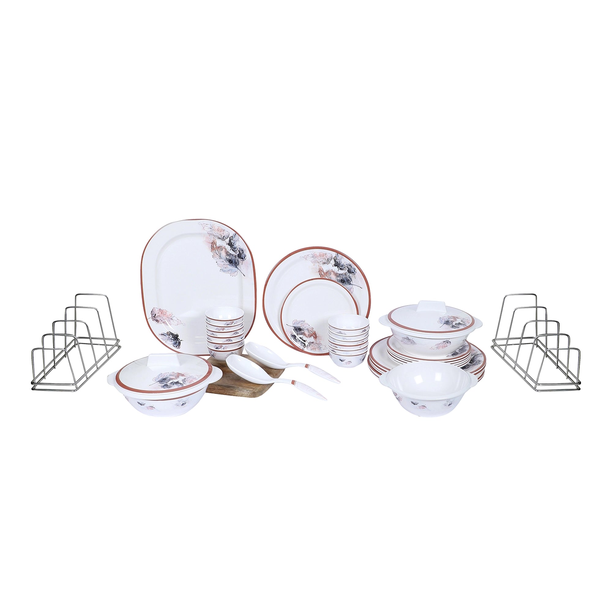 Stehlen Indian Round Dinnerware, Pure melamine, 24 PC Kitchen Set for home- MAPLE LEAF