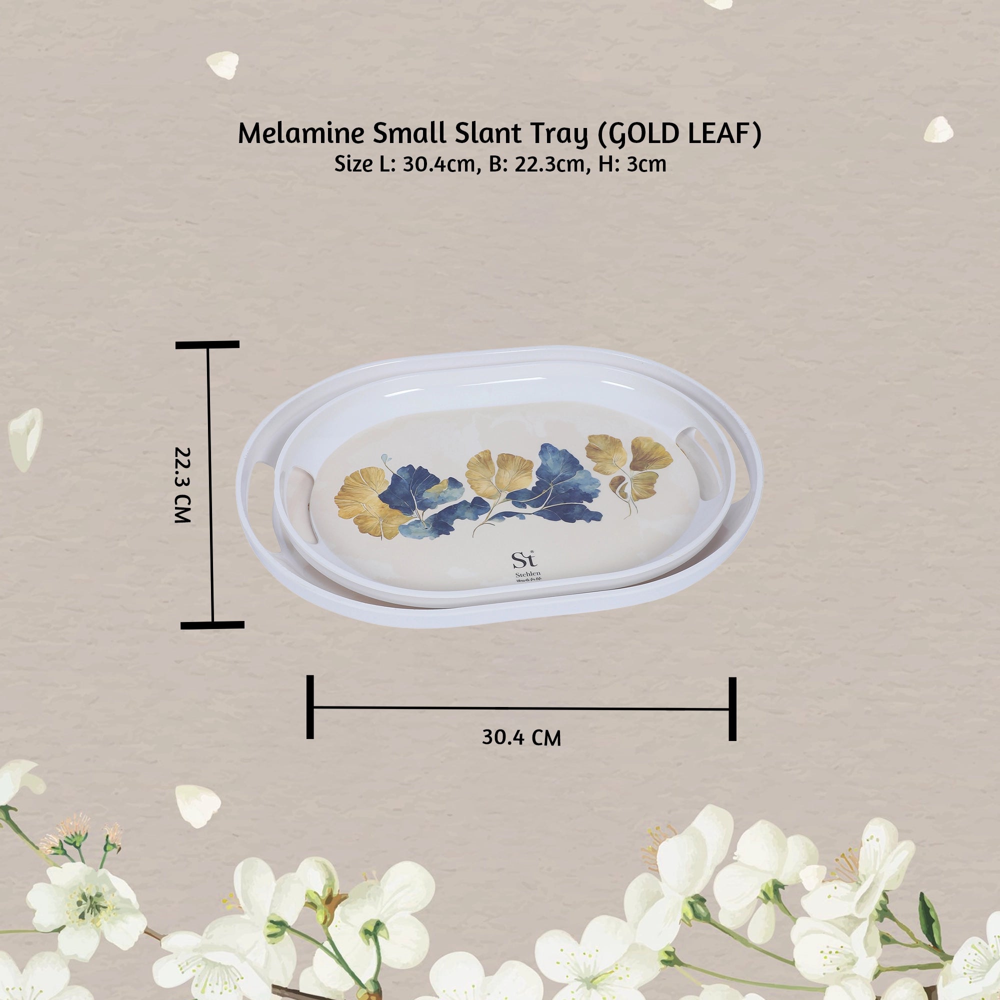 Stehlen 100% Pure melamine Slant Tray- GOLD LEAF