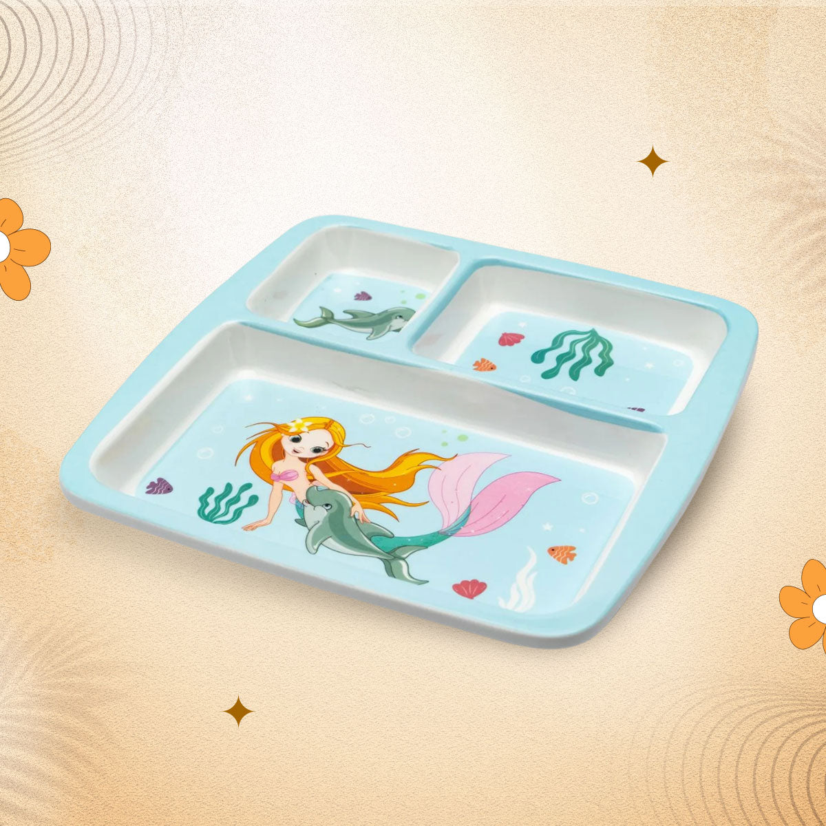 Stehlen Dinnerware, Dinner Plates, 3 Partition Plates - Aqua Tales