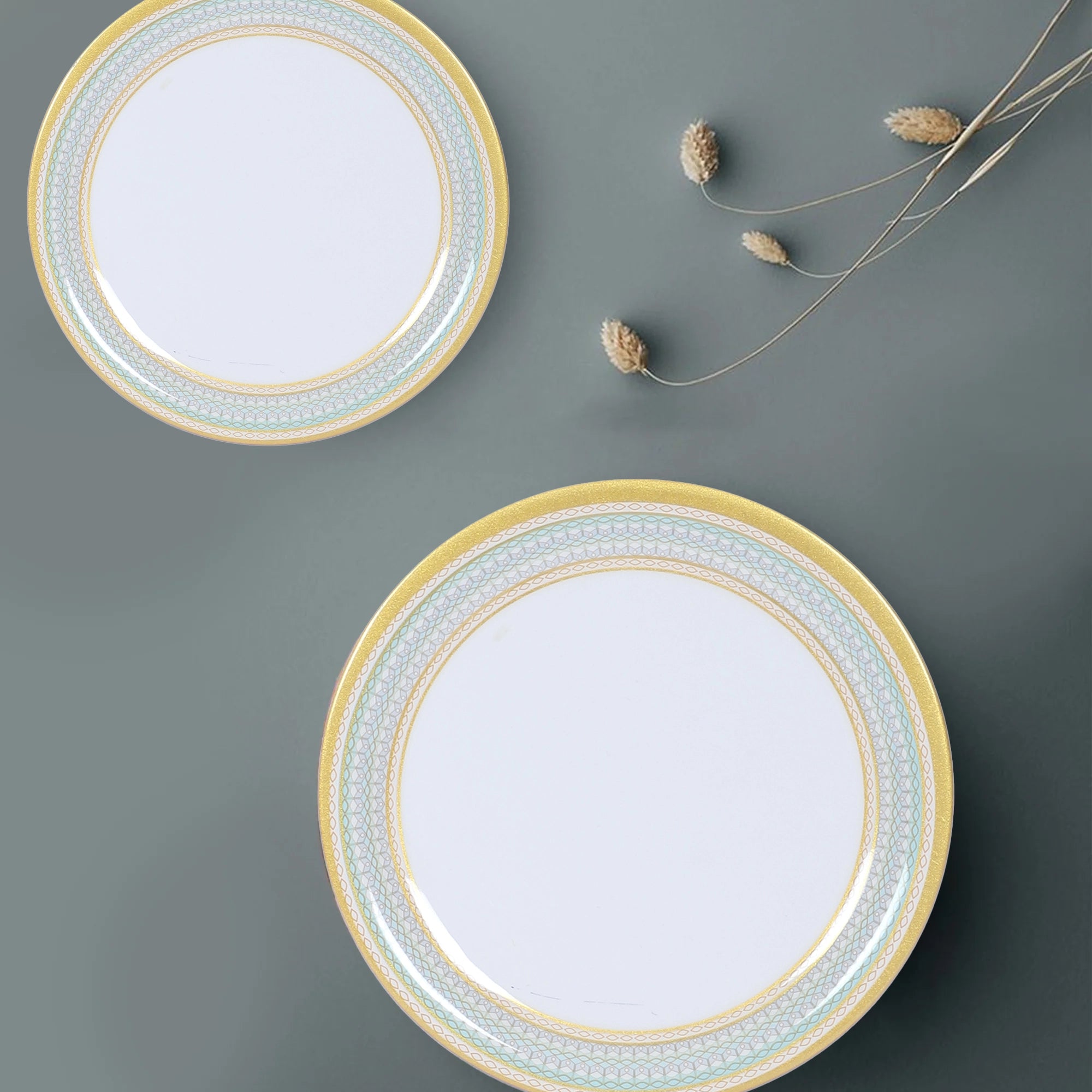 Stehlen Indian Round Dinnerware, Pure melamine, 24 PC Kitchen Set for home- GOLDEN DIVINE