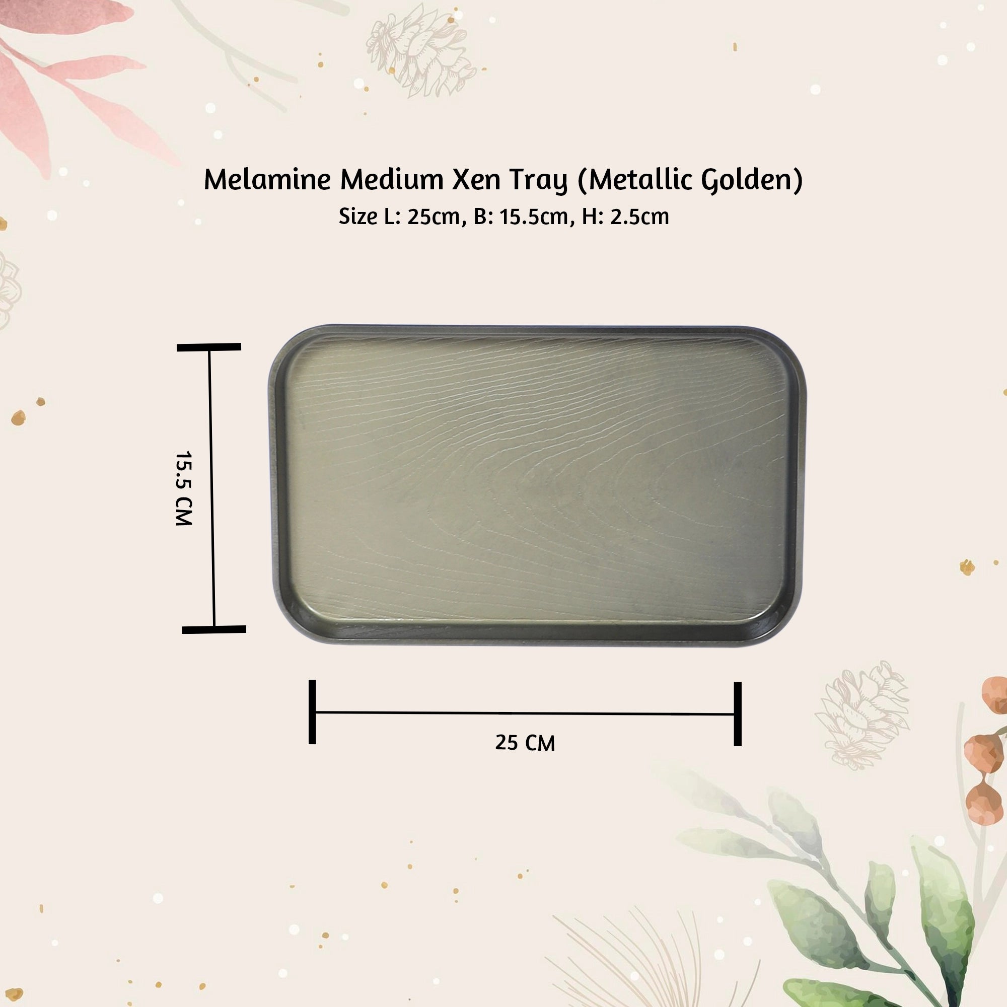 Stehlen Small Xen Tray, Pure Melamine, METALLIC GOLDEN