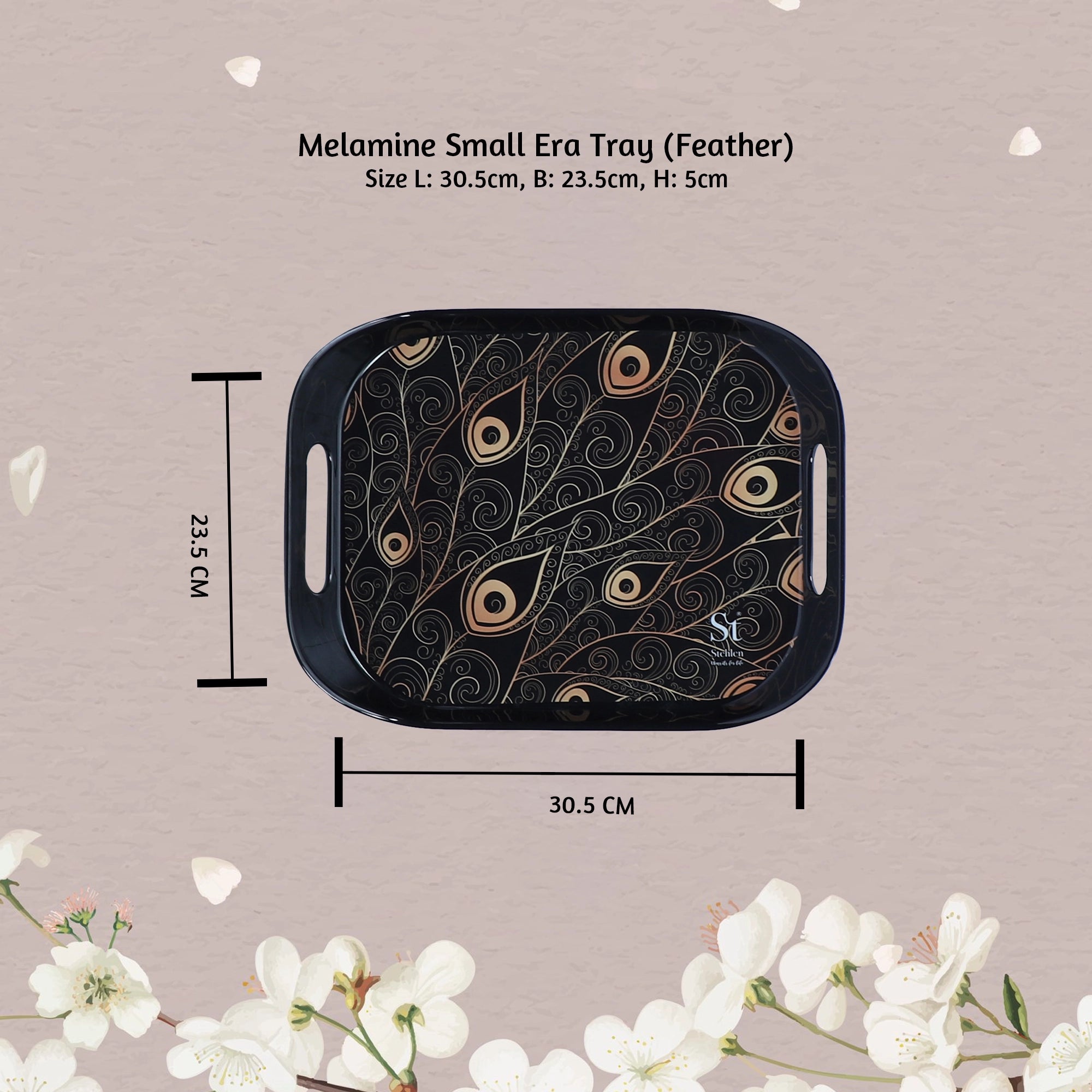 Stehlen Era tray, Pure melamine, FEATHER