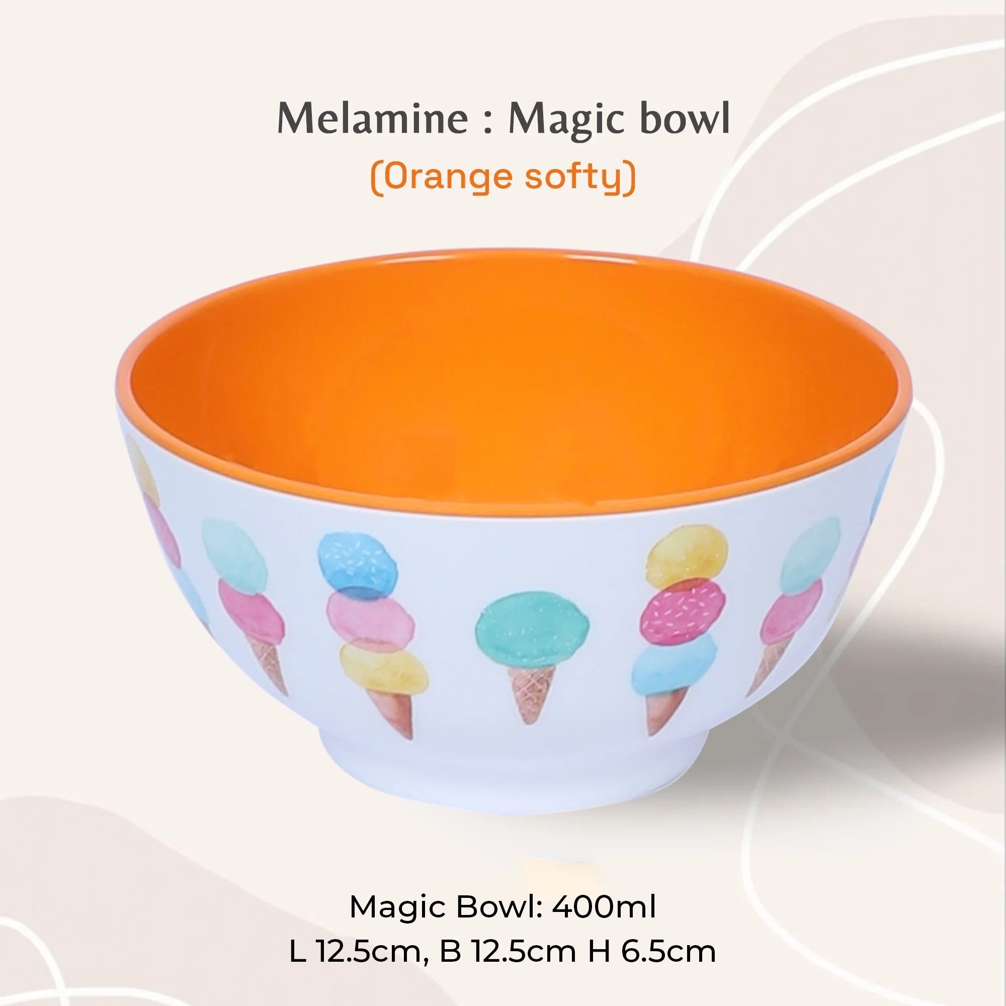 Stehlen Magic Bowl, Pure Melamine,400ml- ORANGE SOFTY