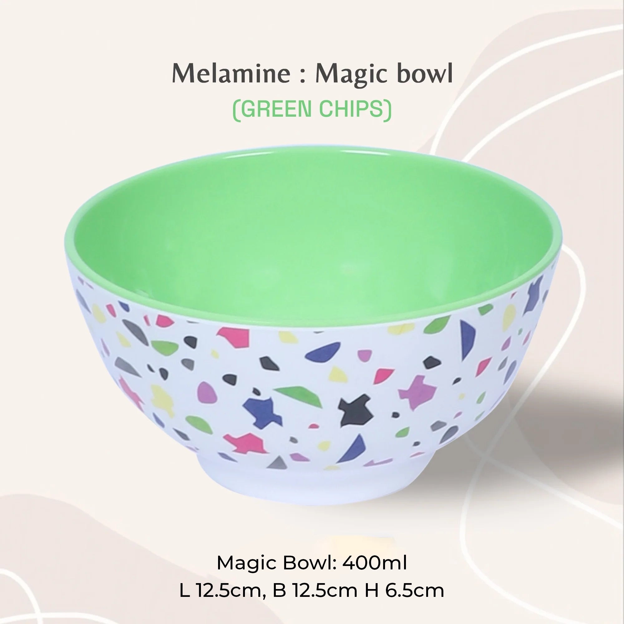 Stehlen Magic Bowl, Pure Melamine,400ml- GREEN CHIPS