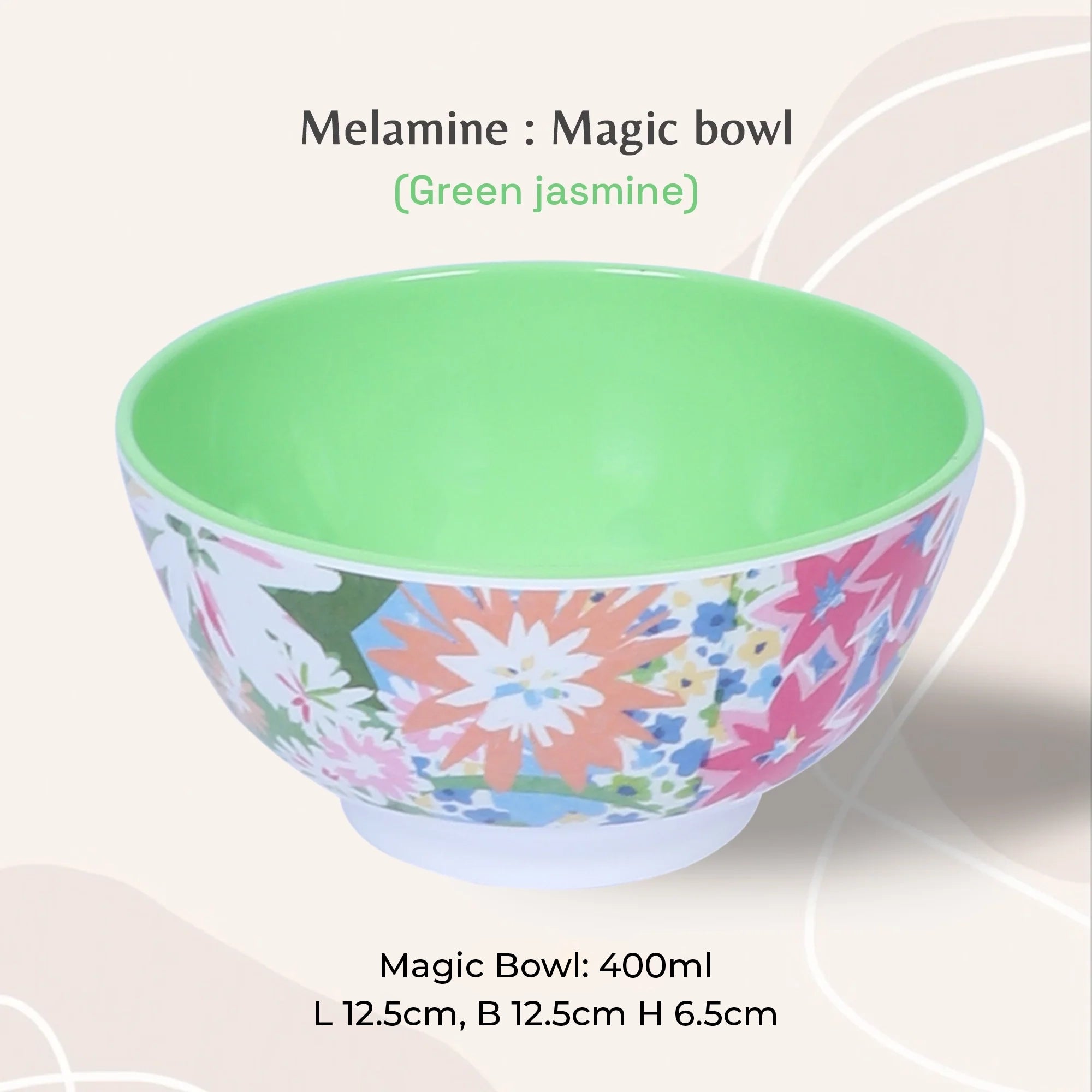Stehlen Magic Bowl, Pure Melamine,400ml- GREEN JASMINE