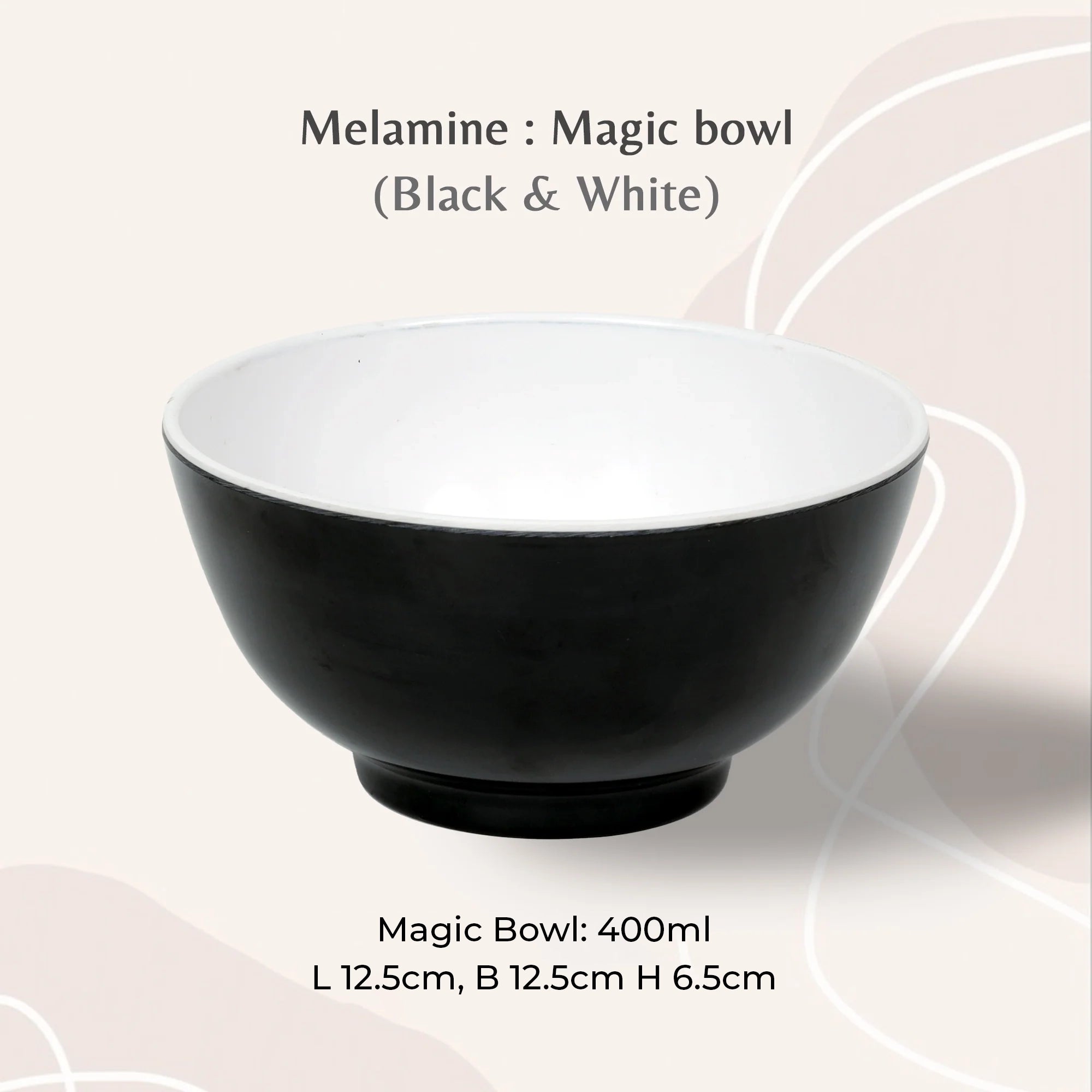 Stehlen Magic Bowl, Pure Melamine,400ml- BLACK WHITE