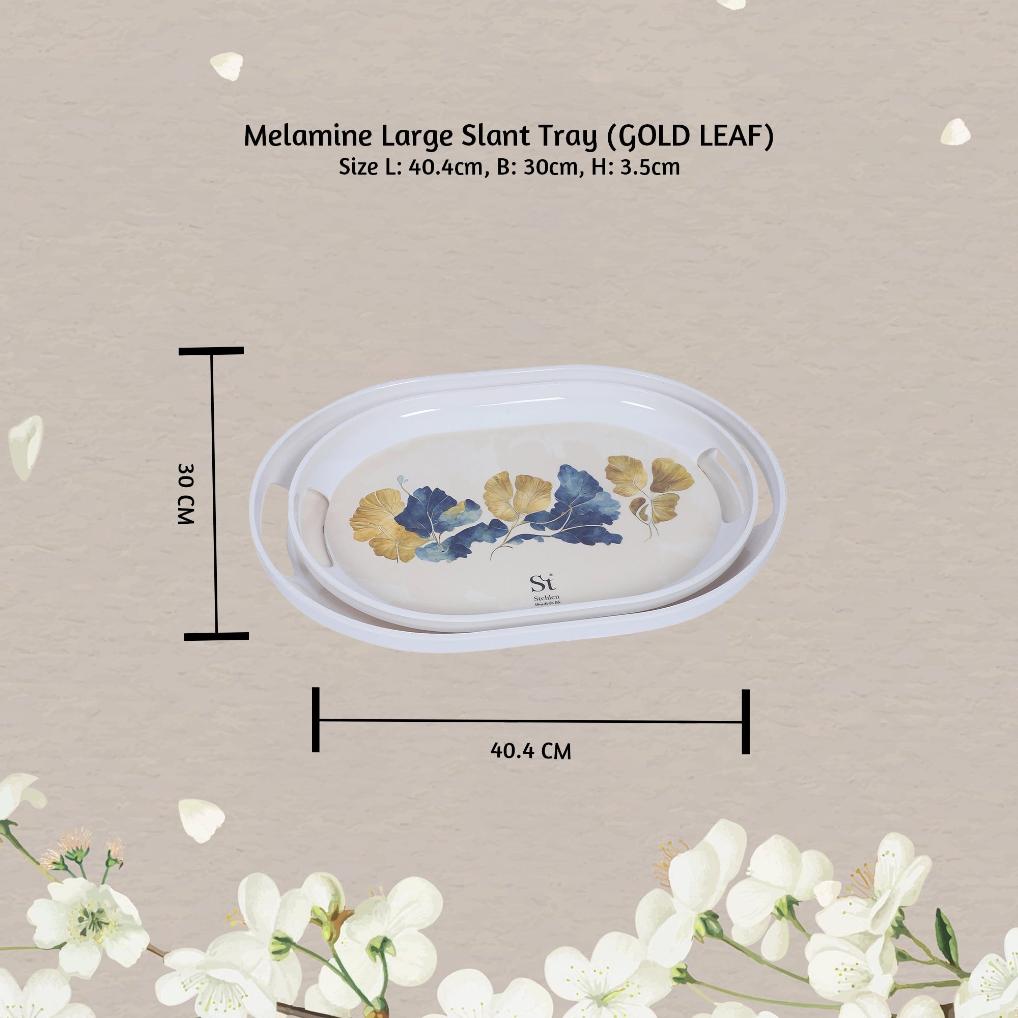Stehlen 100% Pure melamine Slant Tray- GOLD LEAF
