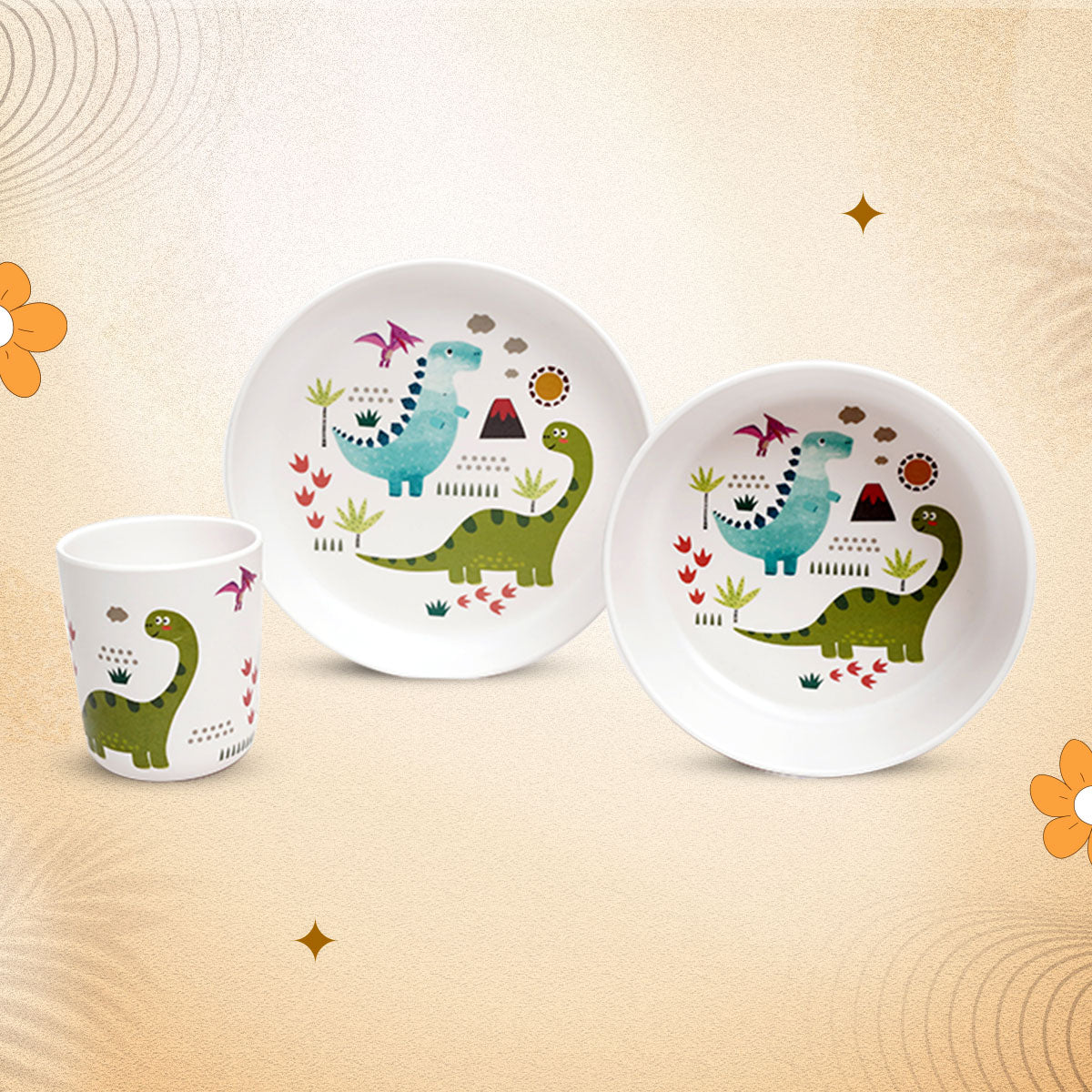 3-piece-kids-dinner-set - Dinosaur