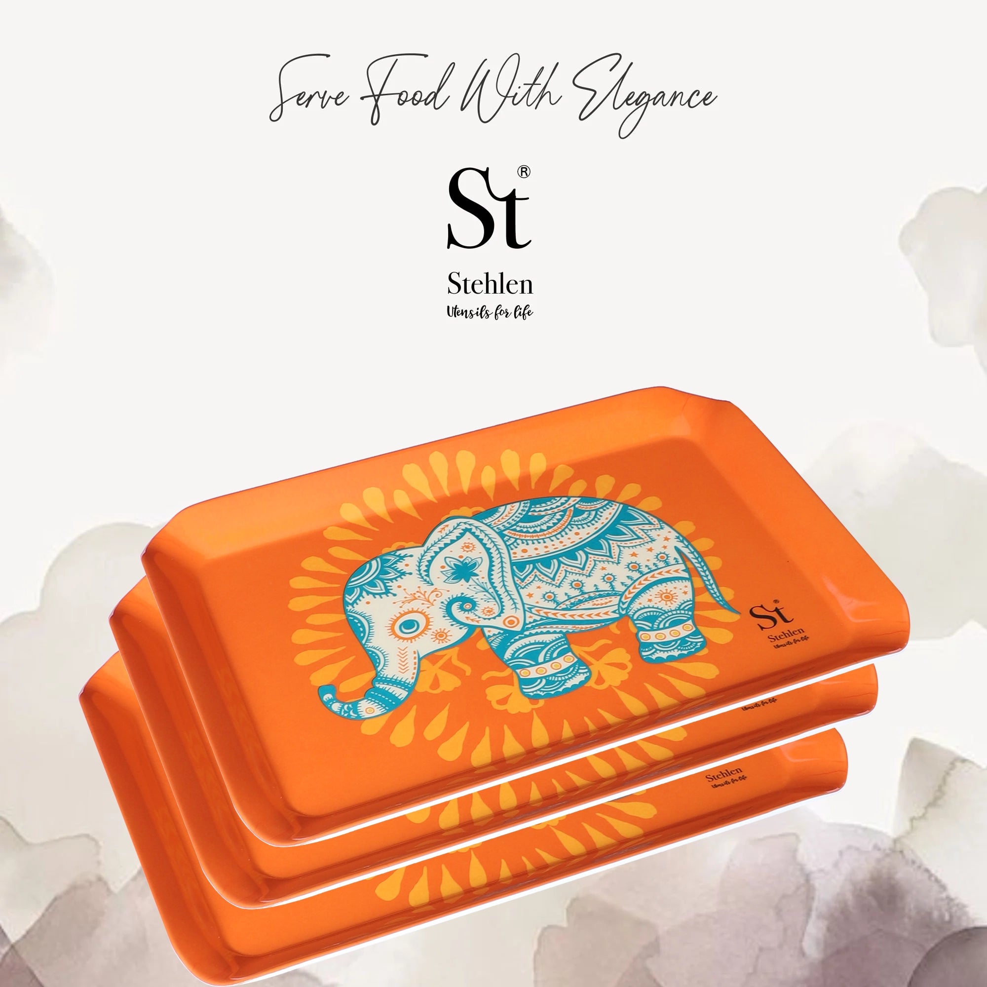Stehlen Small Ombre Eco Tray, Pure melamine, SET OF 3, ELEPHANT