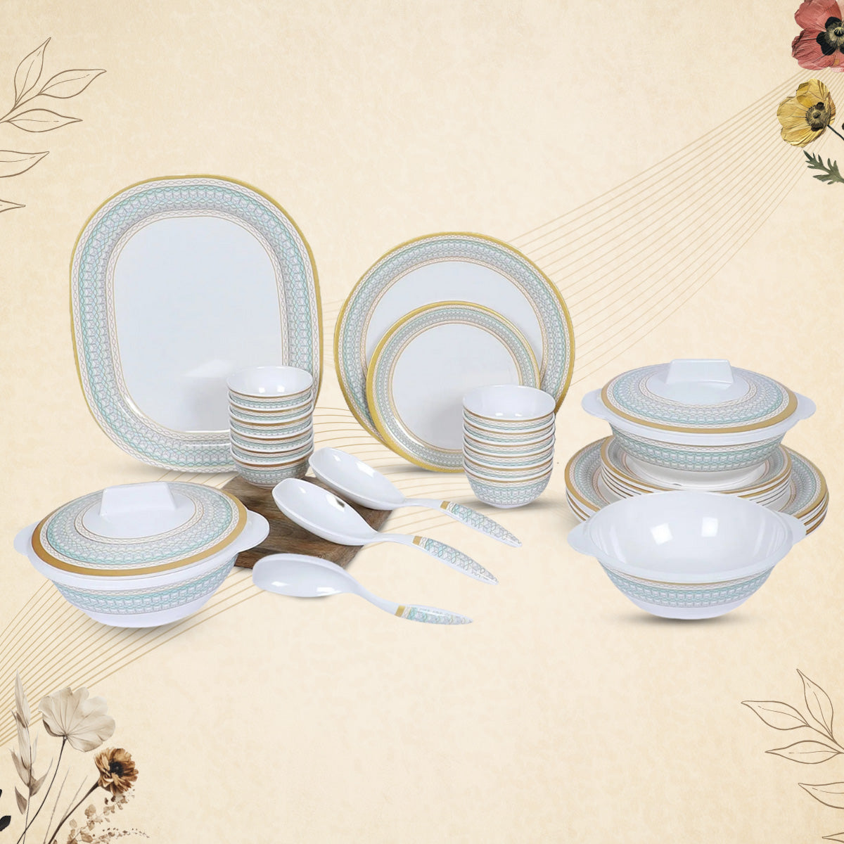 Stehlen Indian Round Dinnerware, Pure melamine, 24 PC Kitchen Set for home- GOLDEN DIVINE