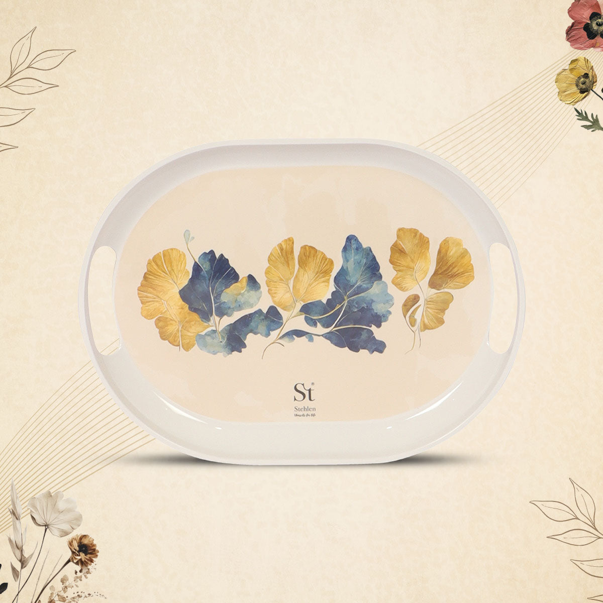 Stehlen 100% Pure melamine Slant Tray- GOLD LEAF
