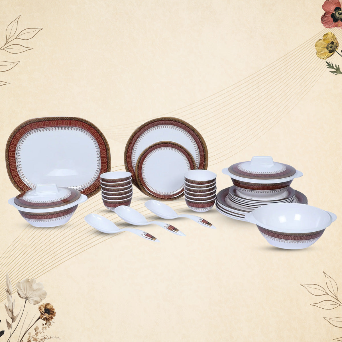 Stehlen Indian Round Dinnerware, Pure melamine, 33 PC Kitchen Set for home- HERITAGE