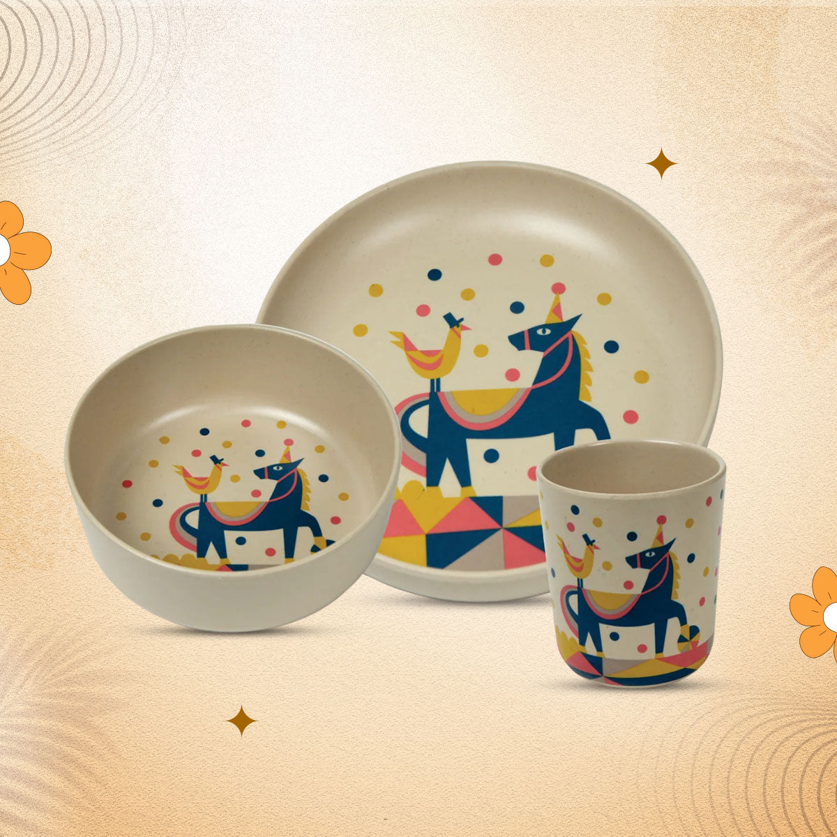 3-piece-kids-dinner-set- Kukoo The Horseman