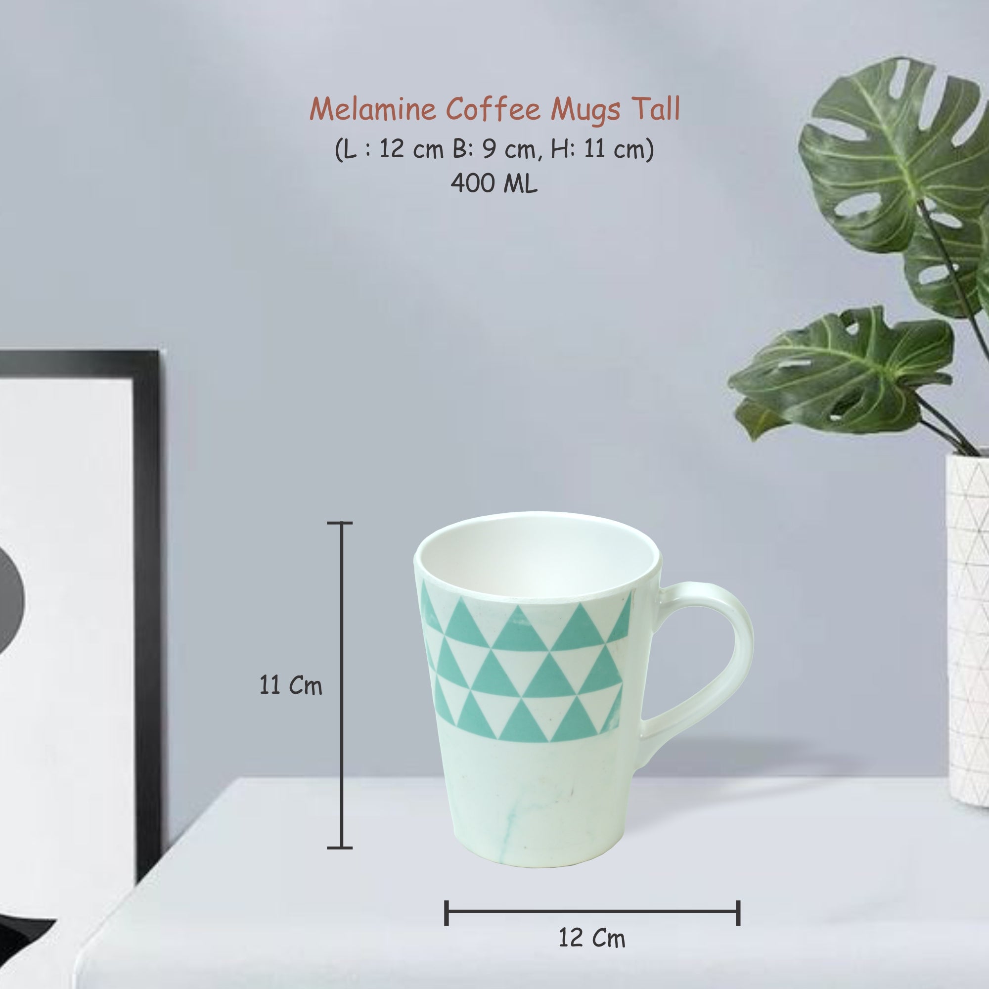 Stehlen 100% Pure melamine Tall Coffee Mugs- Trio Aqua