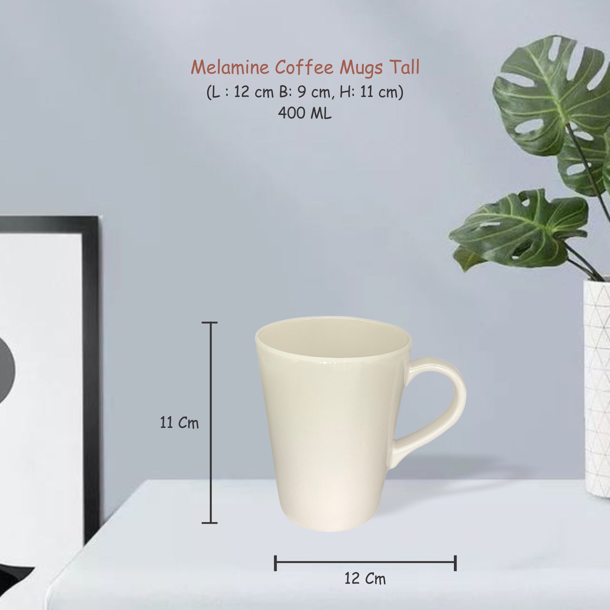 Stehlen 100% Pure melamine Tall Coffee Mugs- White