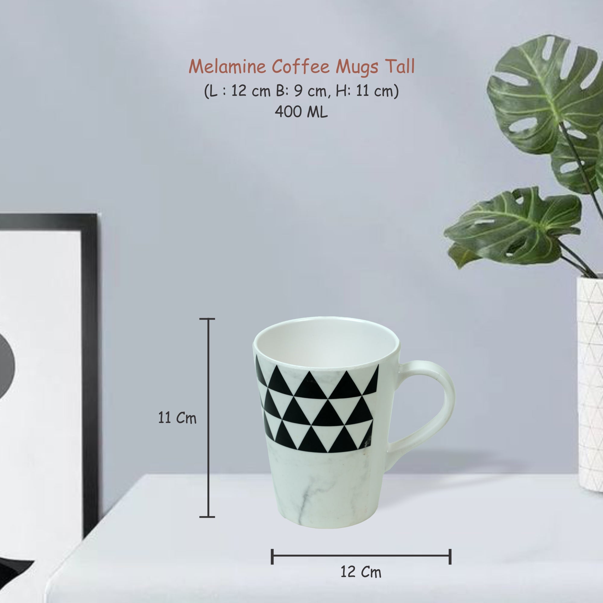 Stehlen 100% Pure melamine Tall Coffee Mugs- Trio Black