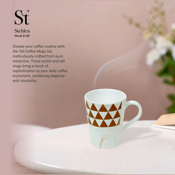 Stehlen 100% Pure melamine Tall Coffee Mugs Dishwasher safe, FDA Approved, Heat resistant upto 140 degrees, Elegant, Durable, and Versatile for Every Occasion -Trio Blonde