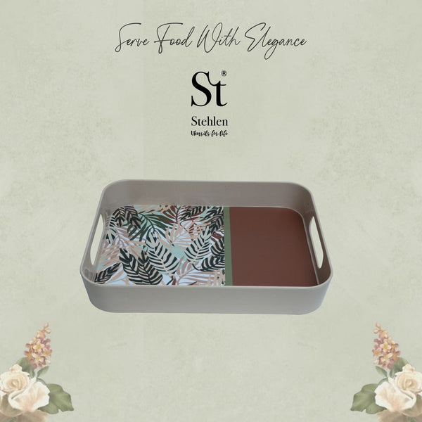 Stehlen 100% Pure melamine Block Tray, Dishwasher safe, Heat resistant upto 140 degrees, Break resistant, FDA Approved, Elegant, Durable, and Versatile for Every Occasion - Bamboo Beat