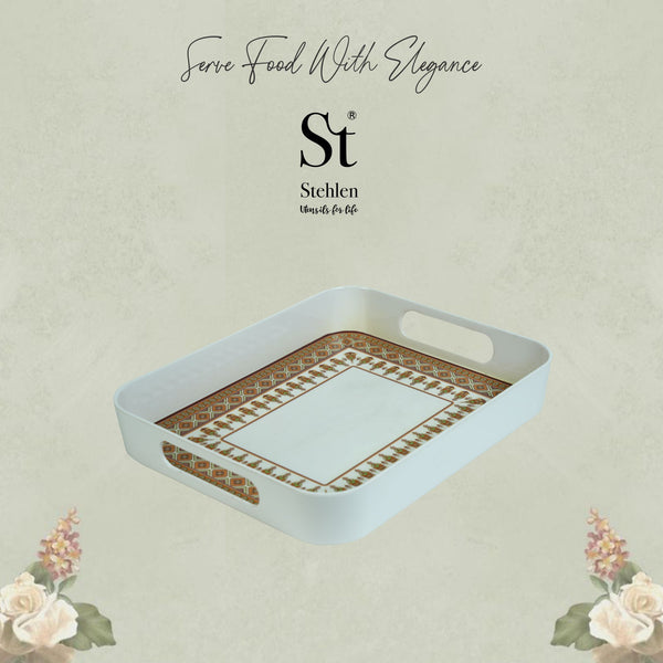 Stehlen 100% Pure melamine Block Tray, Dishwasher safe, Heat resistant upto 140 degrees, Break resistant, FDA Approved, Elegant, Durable, and Versatile for Every Occasion - Paisley