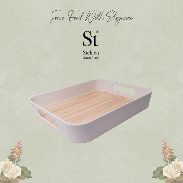 Stehlen 100% Pure melamine Block Tray, Dishwasher safe, Heat resistant upto 140 degrees, Break resistant, FDA Approved, Elegant, Durable, and Versatile for Every Occasion - Wooden