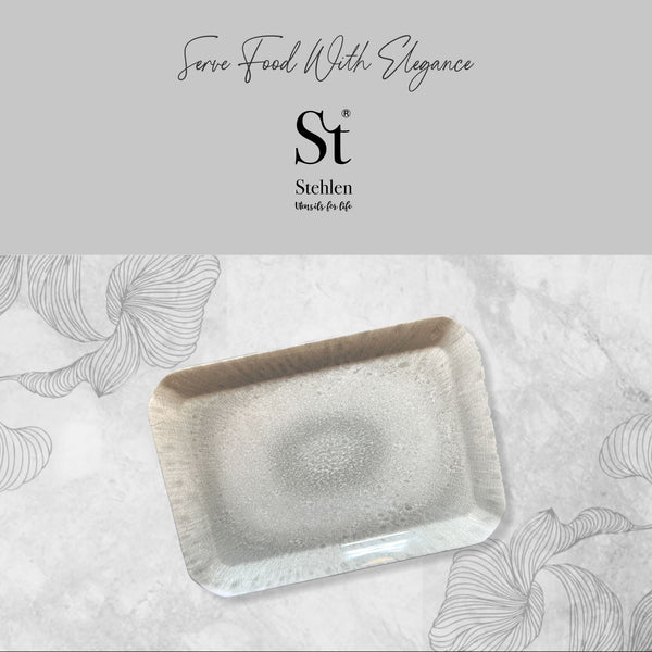 Stehlen 100% Pure melamine Eco Tray, Dishwasher safe, Heat resistant upto 140 degrees, Break resistant, FDA Approved, Elegant, Durable, and Versatile for Every Occasion - Carbon Gray