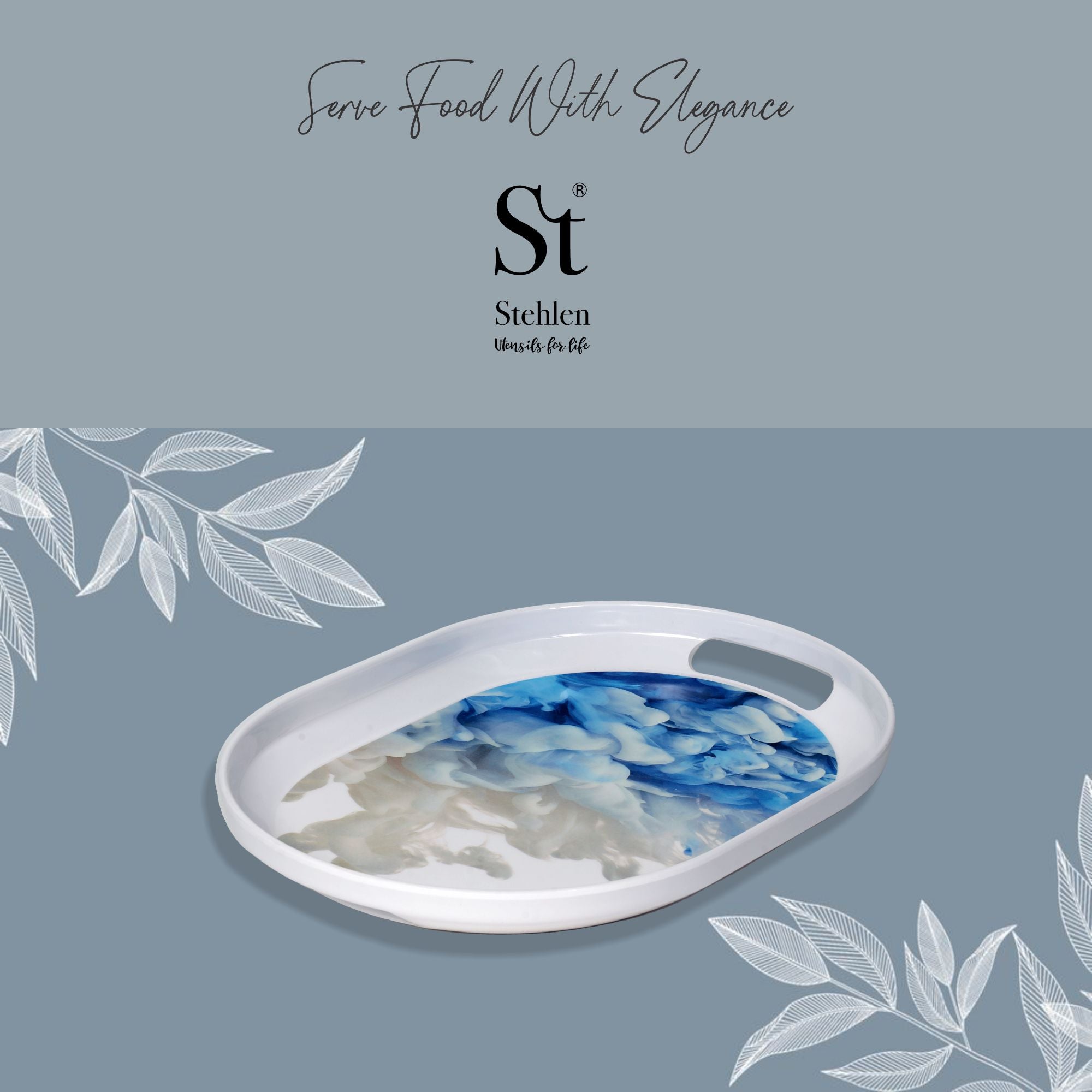 Stehlen 100% Pure melamine Slant Tray, Dishwasher safe, Heat resistant upto 140 degrees, Break resistant, FDA Approved, Elegant, Durable, and Versatile for Every Occasion - Float Set of 3