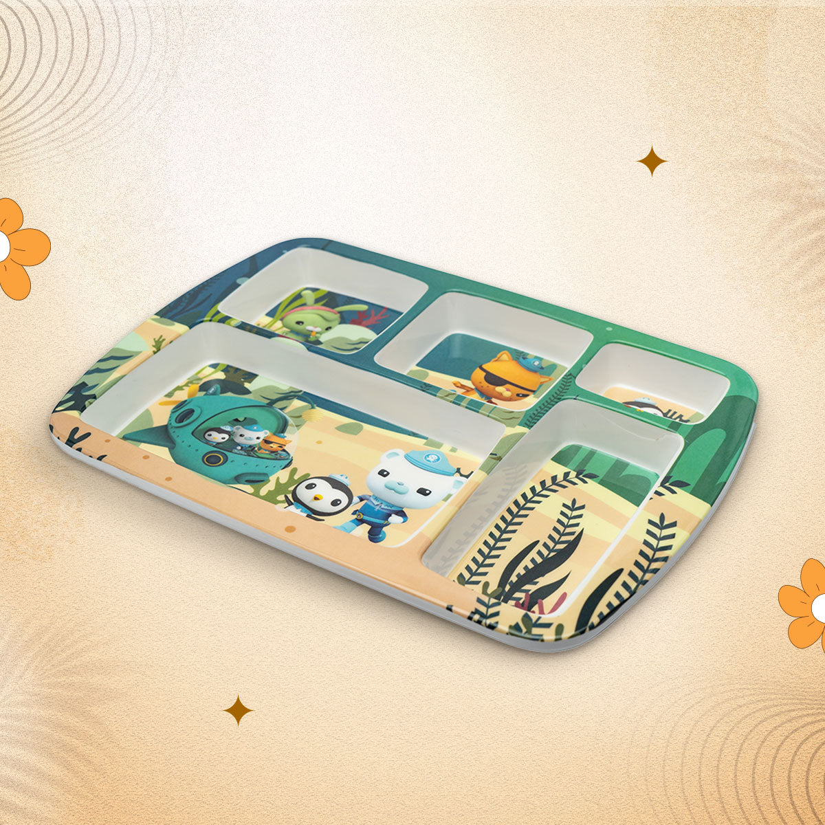 Kids 5-Partition Dinner Plate- Oceanic Wonder