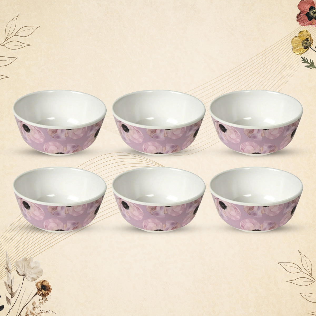 Stehlen Indian Round Dinnerware, Pure melamine, 6 Pcs Kitchen Set for home- Pink Blossom