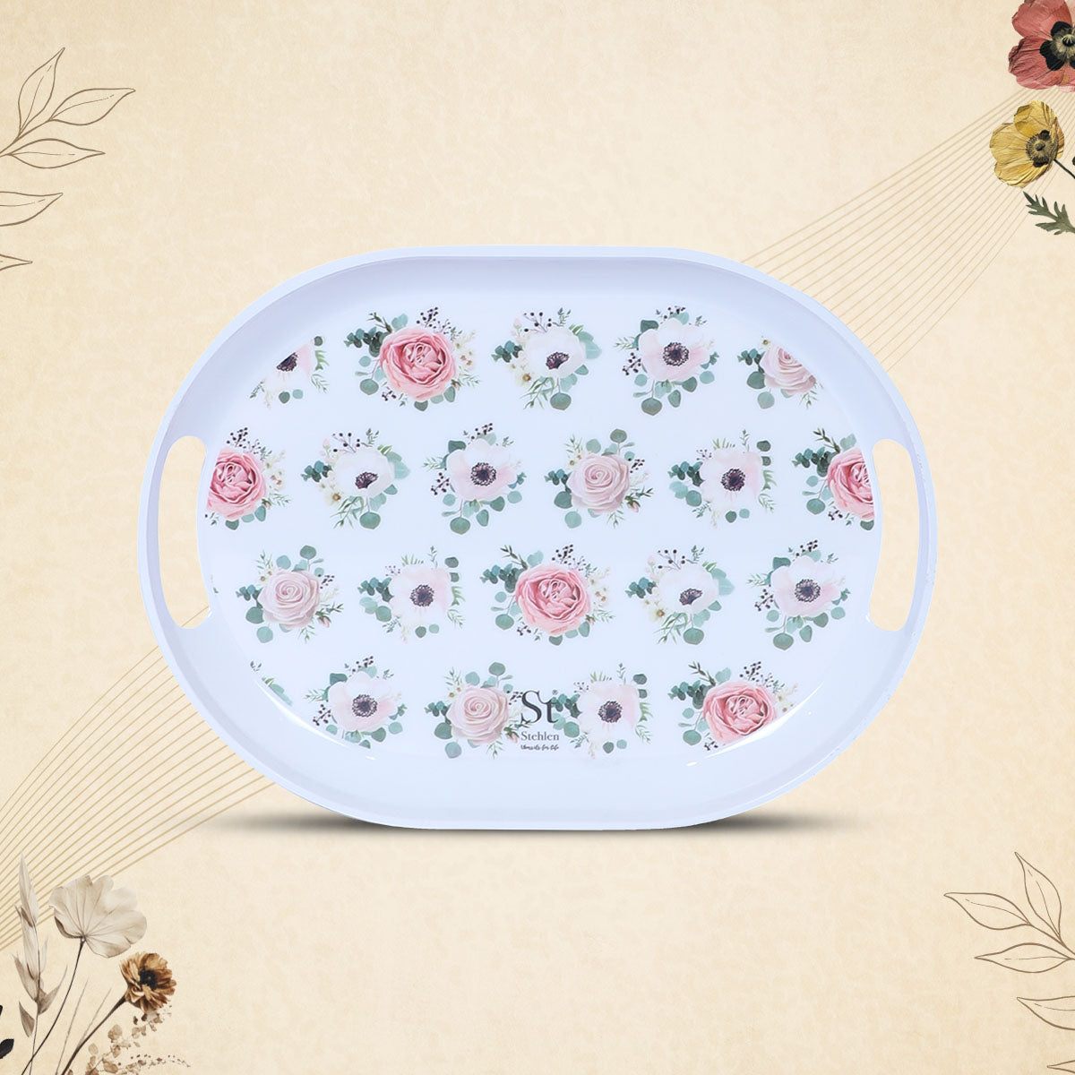 Stehlen 100% Pure melamine Slant Tray- ROSE GARDEN