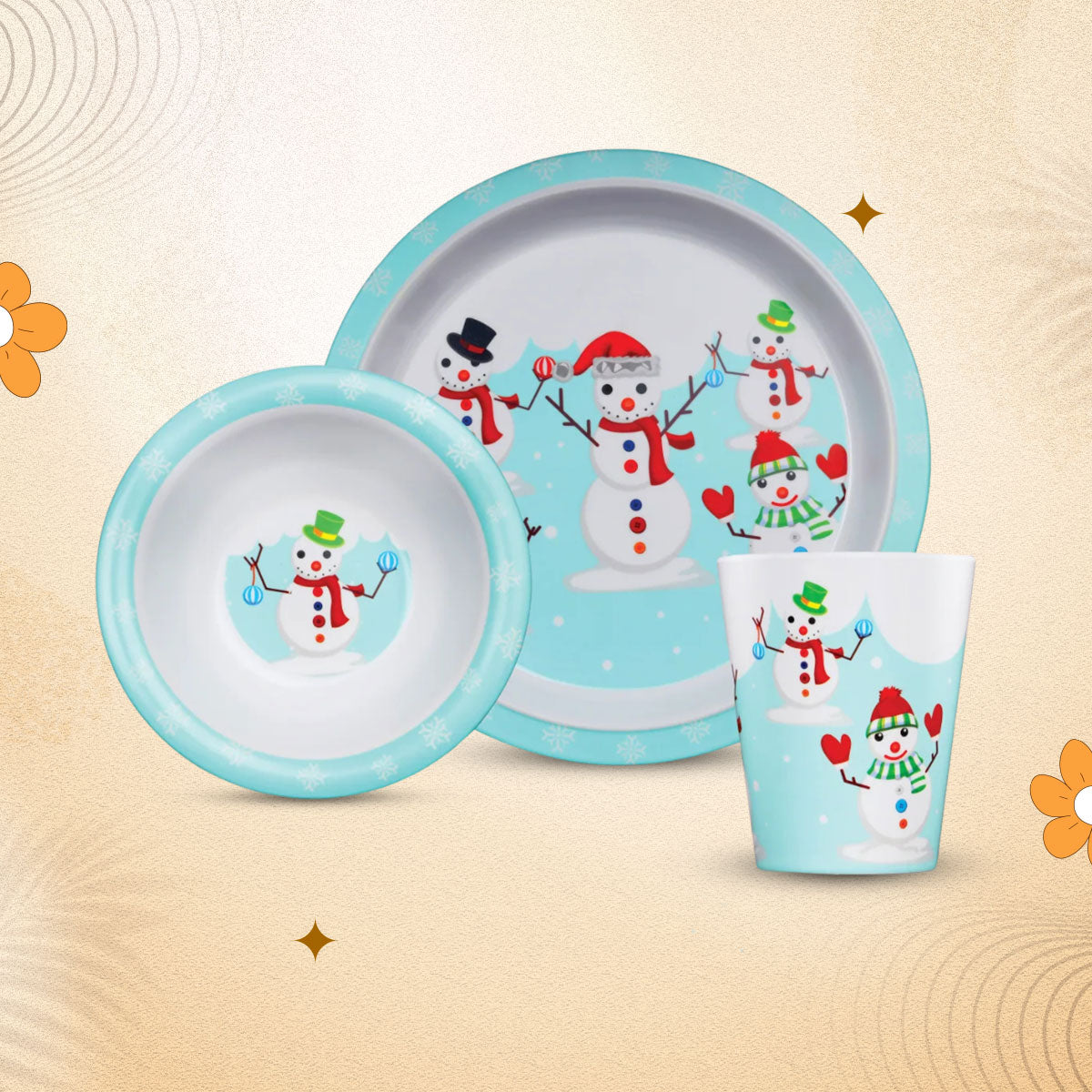 3-piece-kids-dinner-set- Snowman