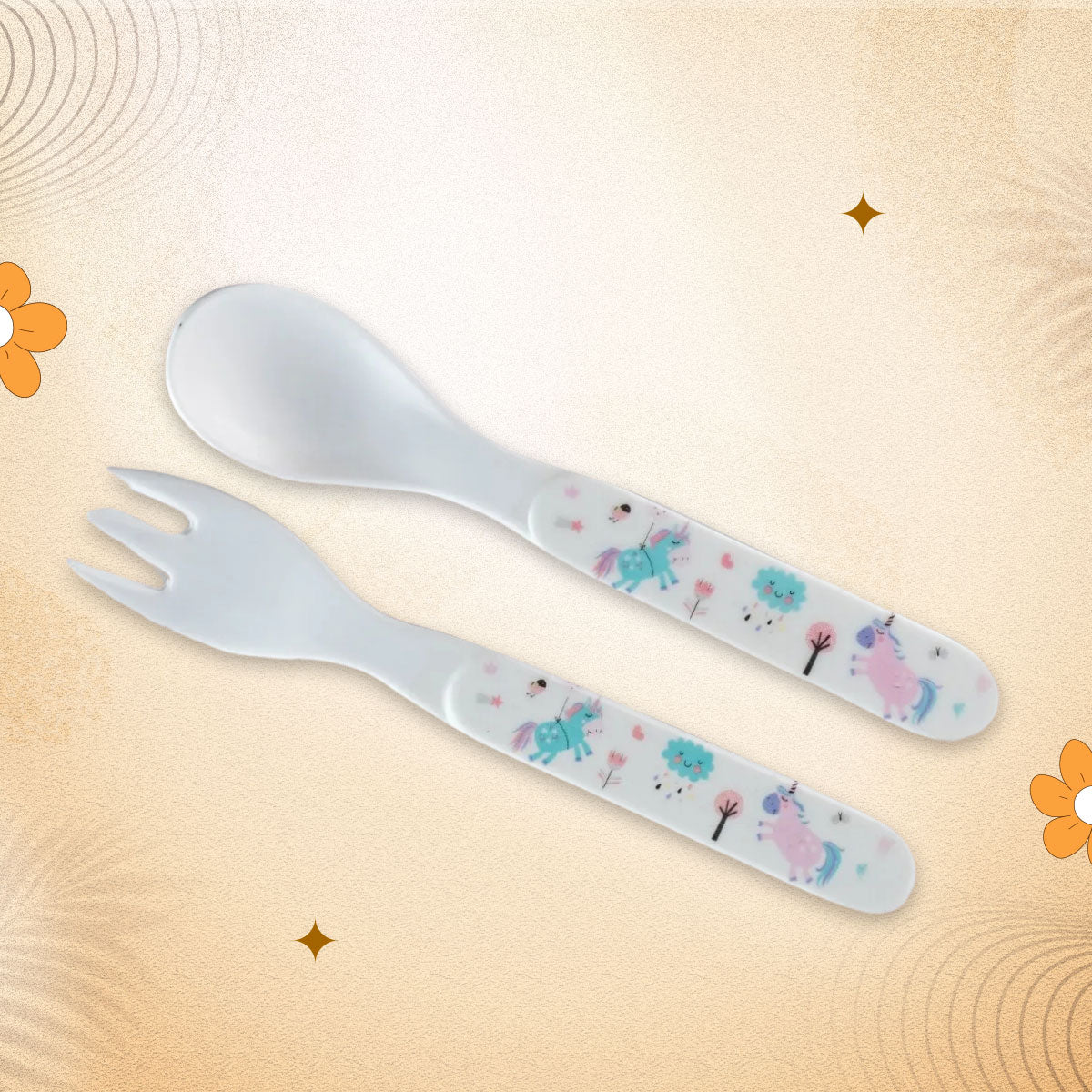 2-Piece Kids Feeding Set (Spoon and Fork) - Blue Unicorn