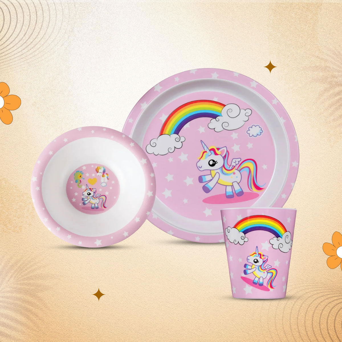 3-piece-kids-dinner-set - Unicorn